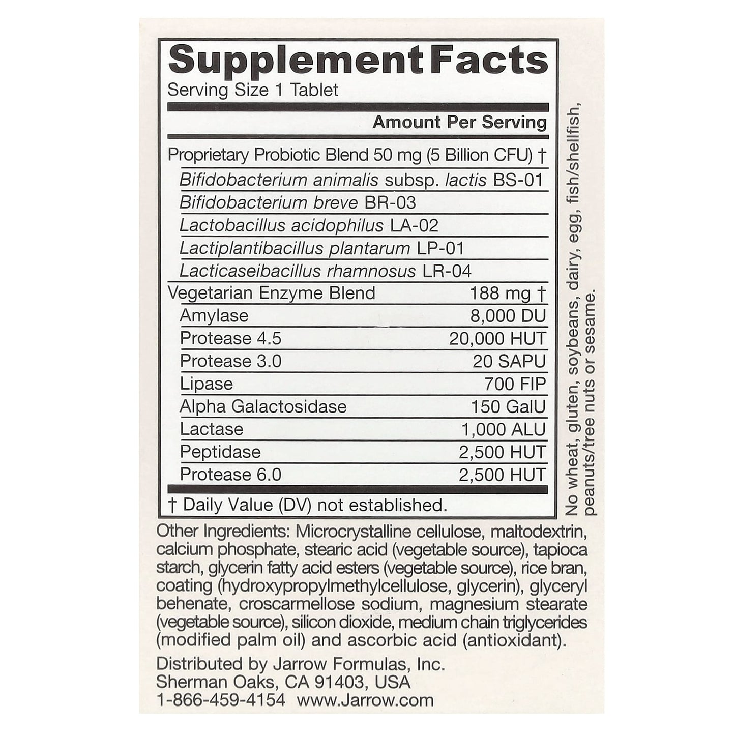 Jarrow Formulas, Vegan Jarro-Dophilus, Digest Sure, 5 Billion CFU, 30 Tablets