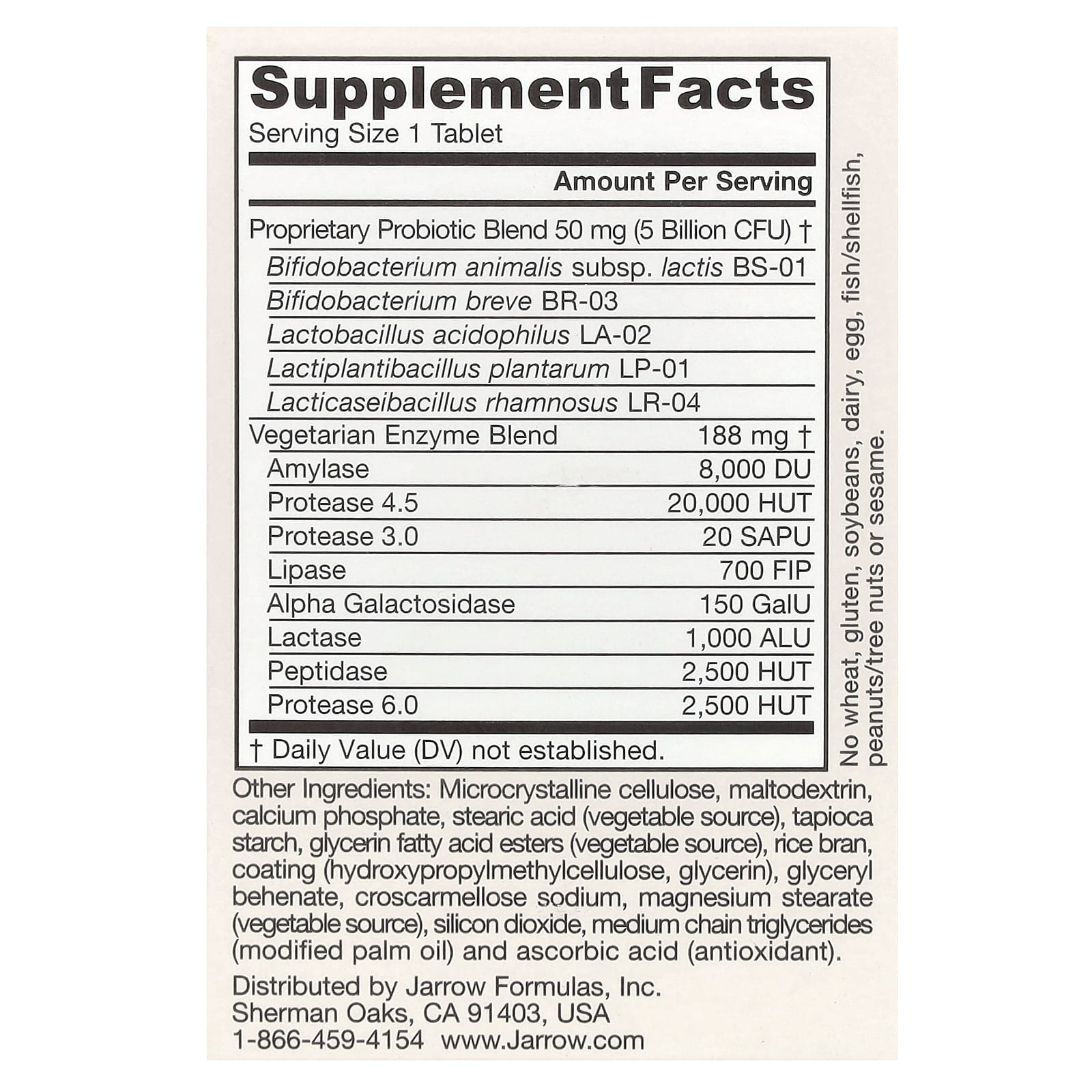 Jarrow Formulas, Vegan Jarro-Dophilus, Digest Sure, 5 Billion CFU, 30 Tablets