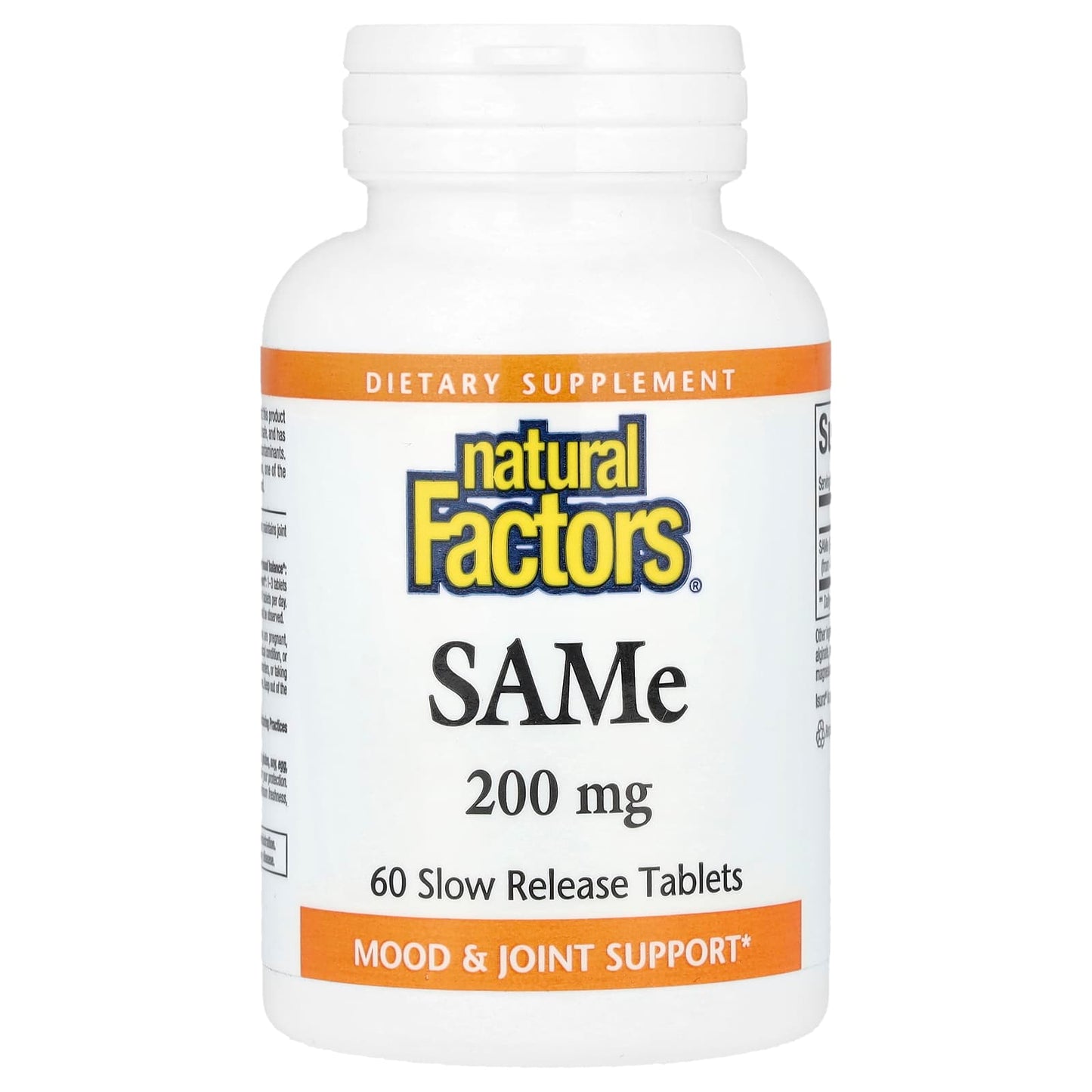 Natural Factors, SAMe , 200 mg, 60 Slow Release Tablets - Image 1