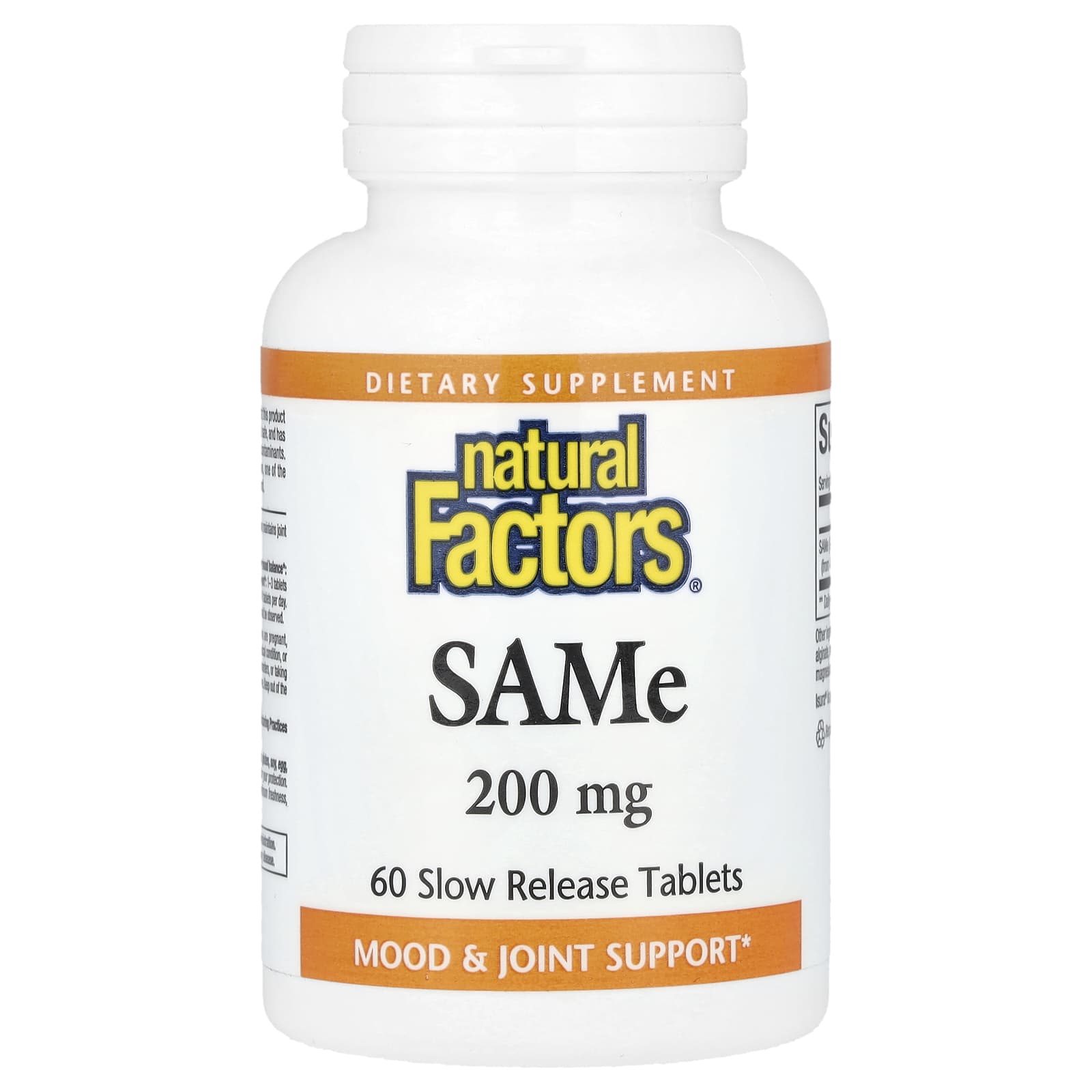 Natural Factors, SAMe , 200 mg, 60 Slow Release Tablets - Image 1