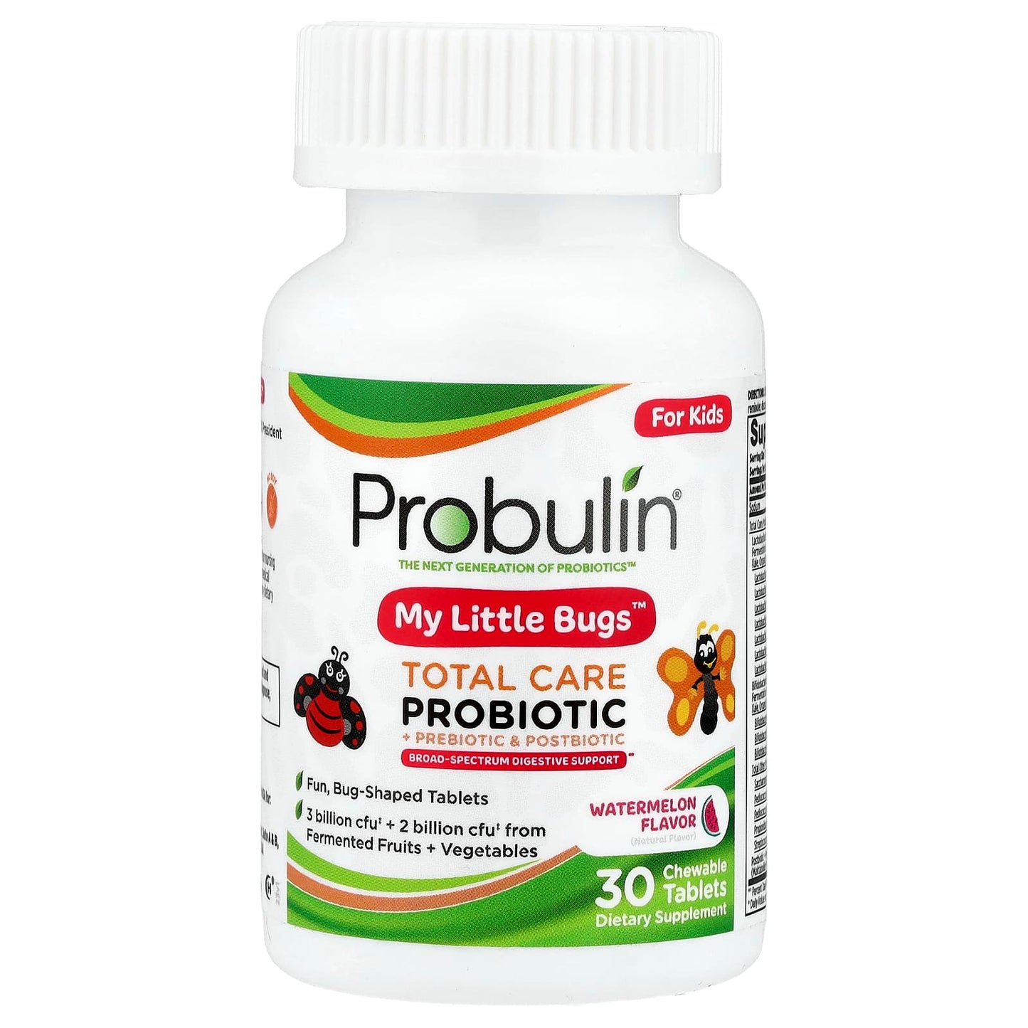 Probulin, For Kids, My Little Bugs™, Total Care Probiotic + Prebiotic & Postbiotic, Watermelon, 30 Chewable Tablets - Image 1