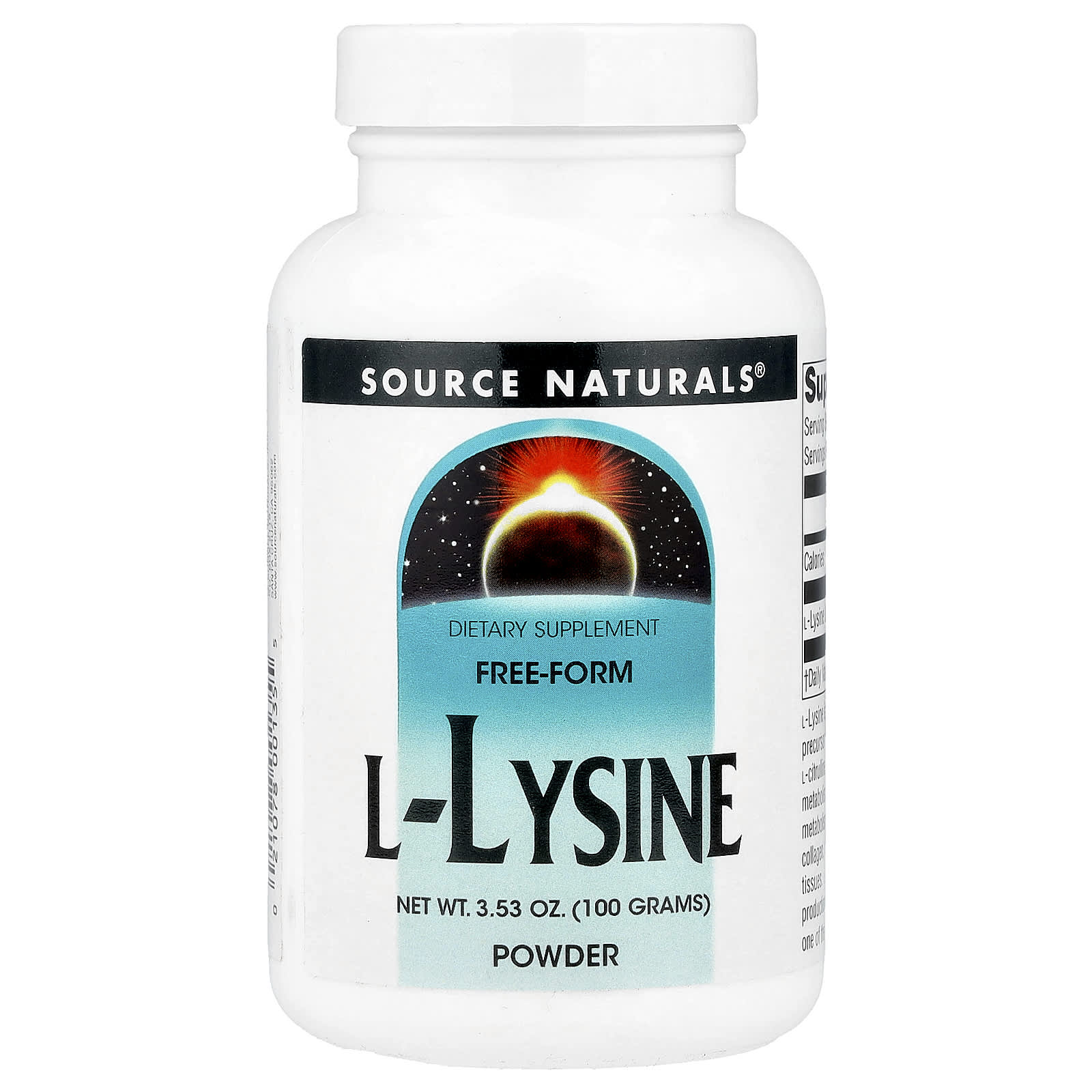 Source Naturals, L-Lysine Powder, 3.53 oz (100 g) - Image 1