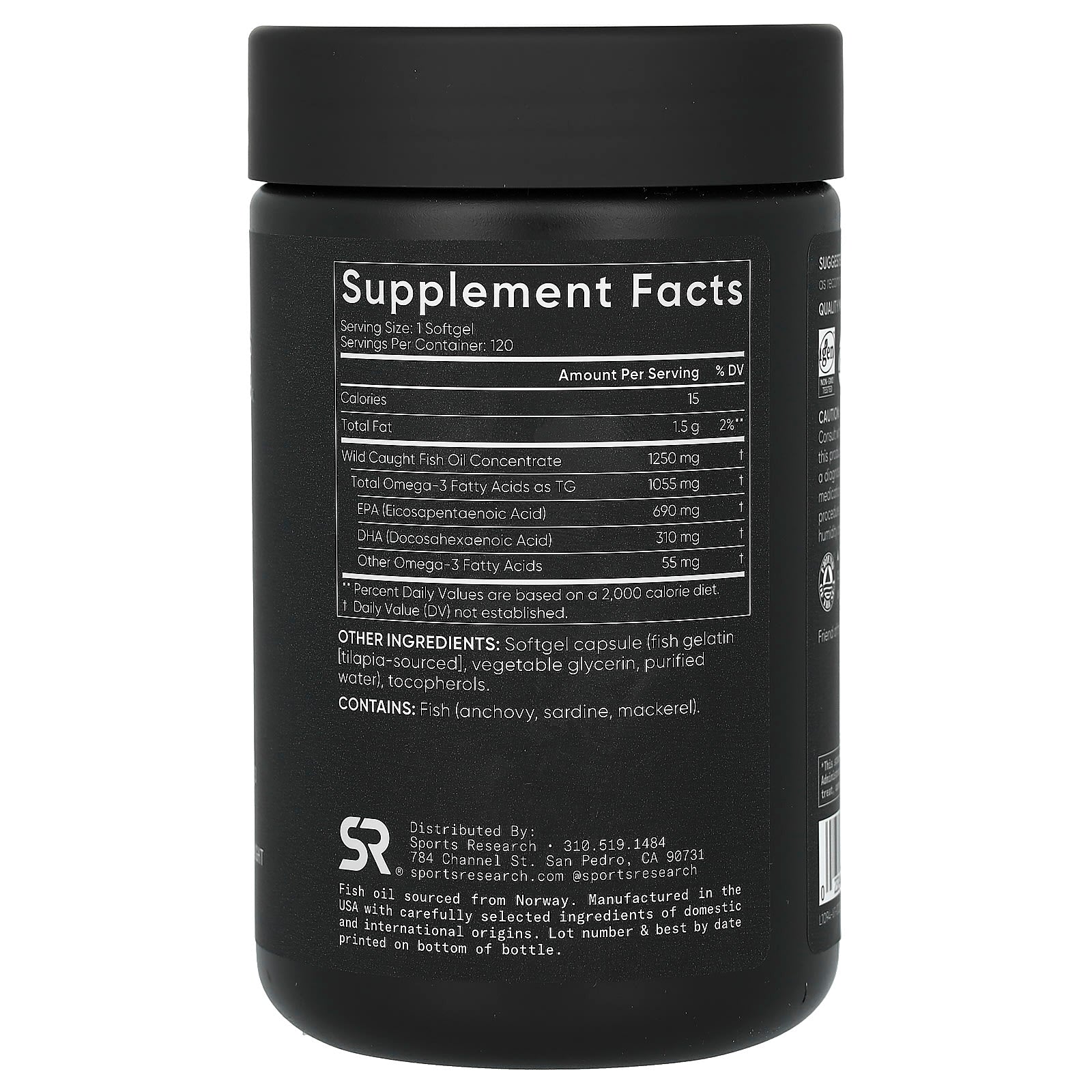 Sports Research, Omega-3 Fish Oil, Triple Strength, 120 Softgels - Image 2