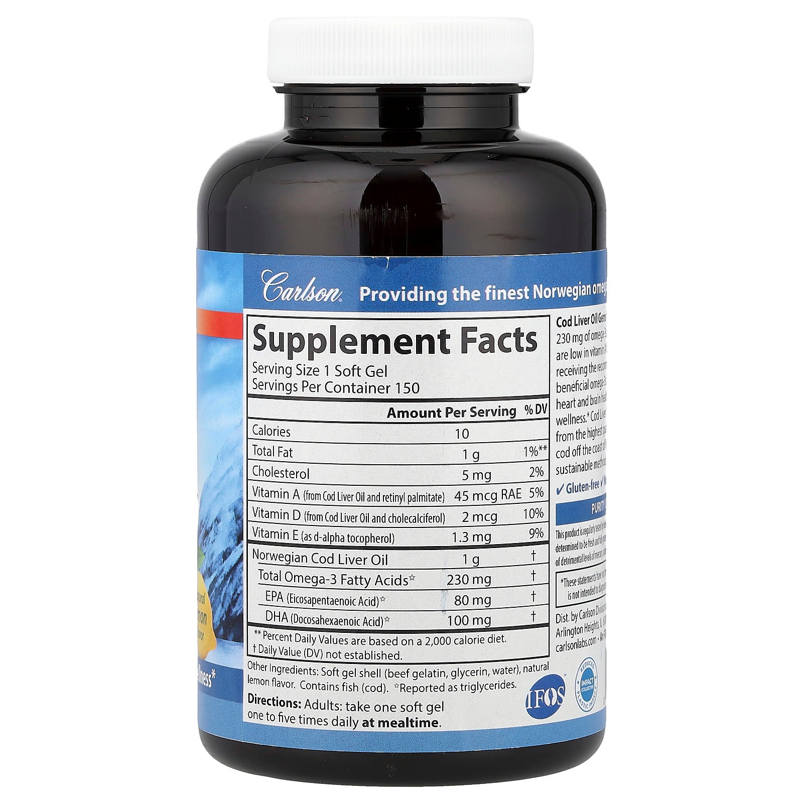 Carlson Cod Liver Oil Gems for Heart Health & Brain Function - Image 2