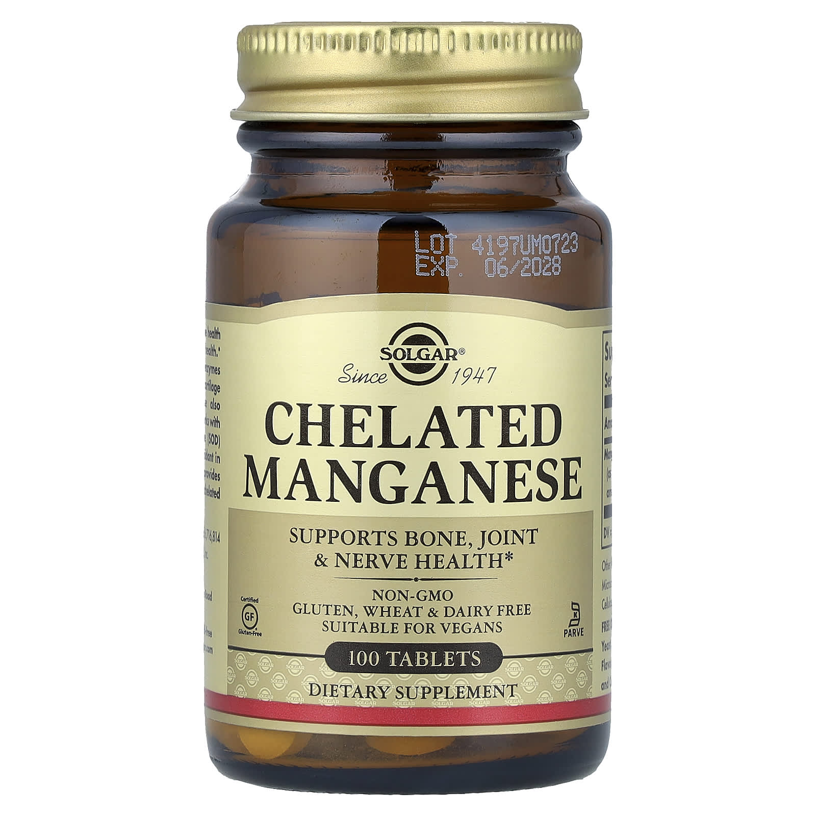 Solgar, Chelated Manganese, 100 Tablets (8 mg per Tablet) - Image 1
