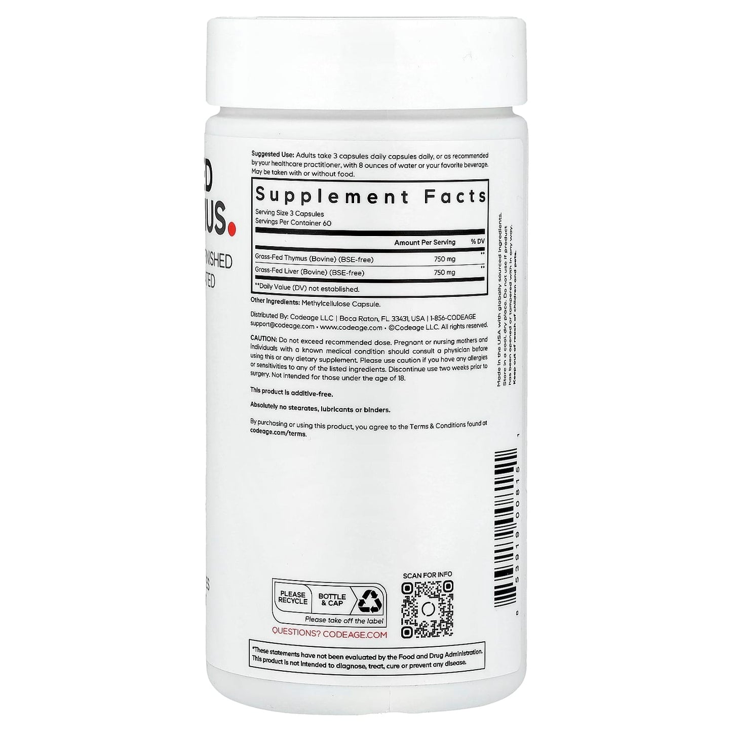 Grass Fed Beef Thymus Supplement by CodeAge - Boost Immune System - Image 2