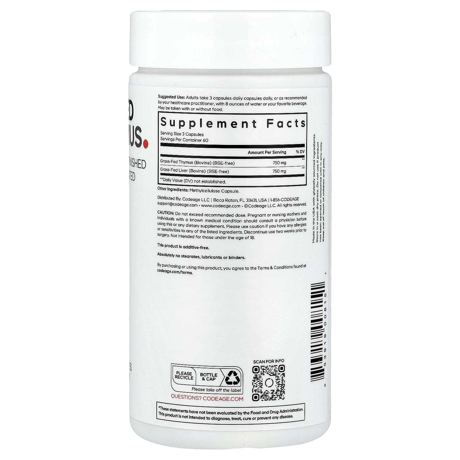 Grass Fed Beef Thymus Supplement by CodeAge - Boost Immune System - Image 2