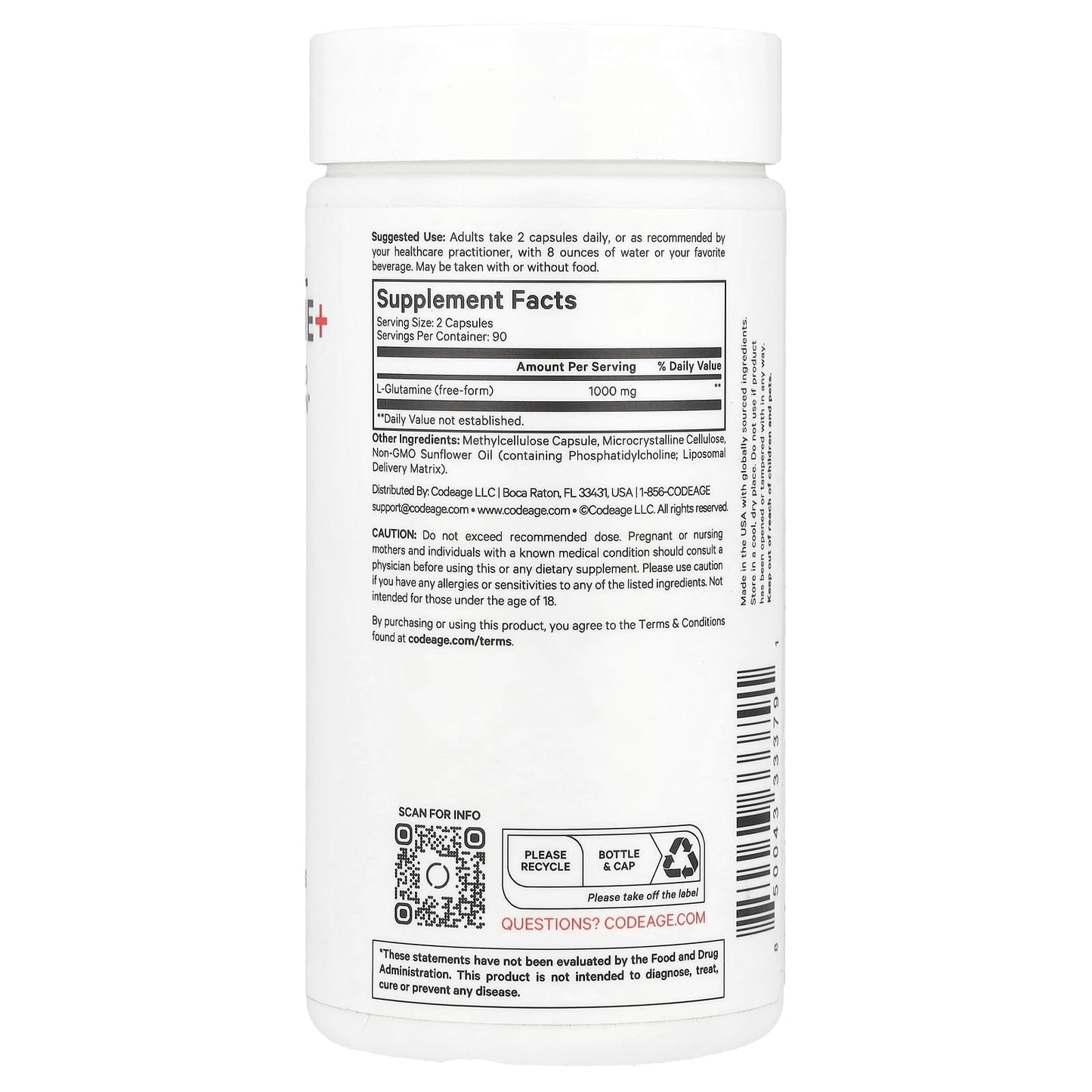 Liposomal L-Glutamine Supplement for Enhanced Absorption by CodeAge - Image 2