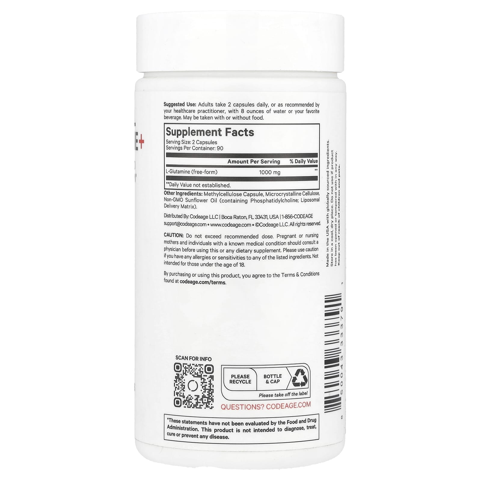 Liposomal L-Glutamine Supplement for Enhanced Absorption by CodeAge - Image 2