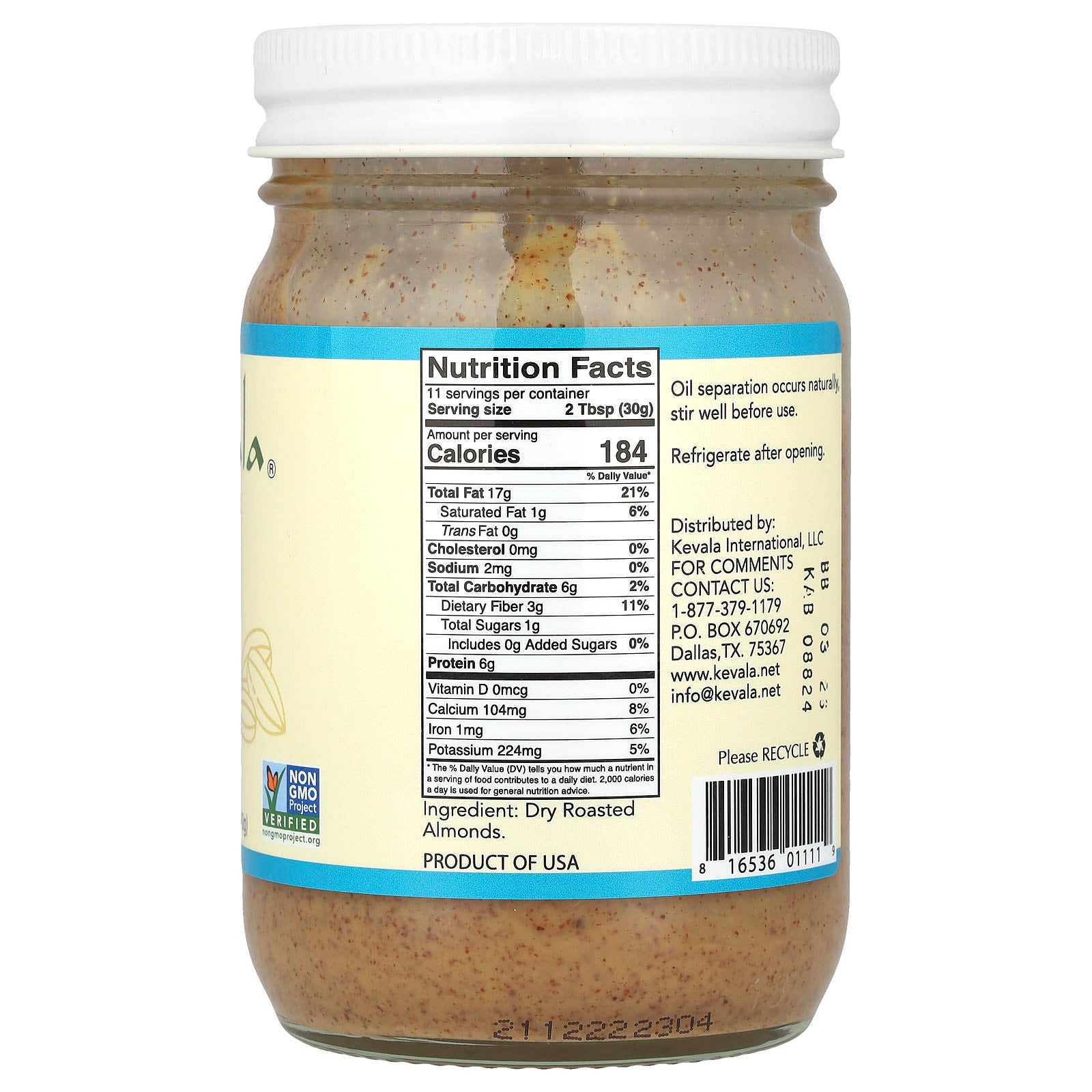 Kevala, Premium Natural Almond Butter, Classic Creamy, 12 oz (340 g) - Image 2