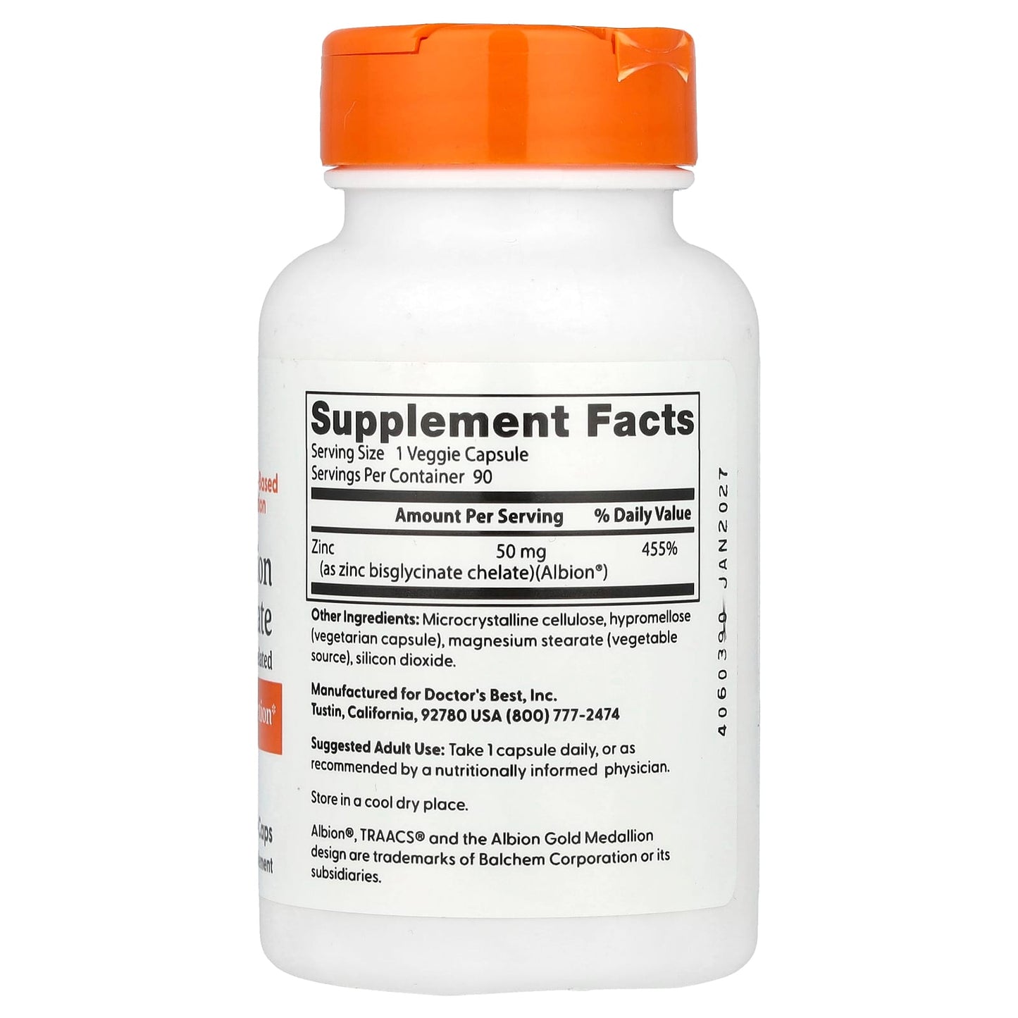 Boost Immune Function with Doctor's Best Zinc Bisglycinate, 90 Veggie Caps - Image 2