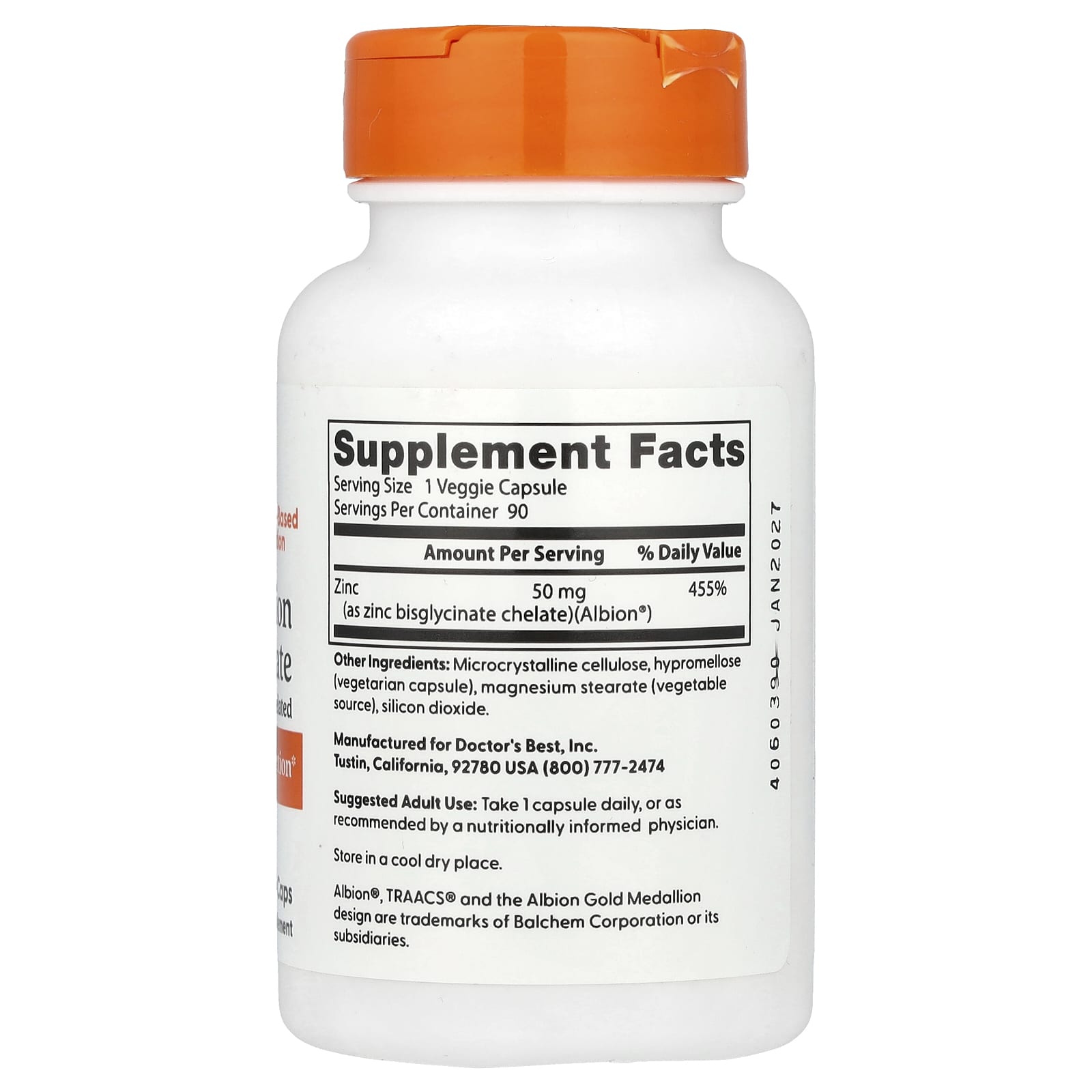 Boost Immune Function with Doctor's Best Zinc Bisglycinate, 90 Veggie Caps - Image 2