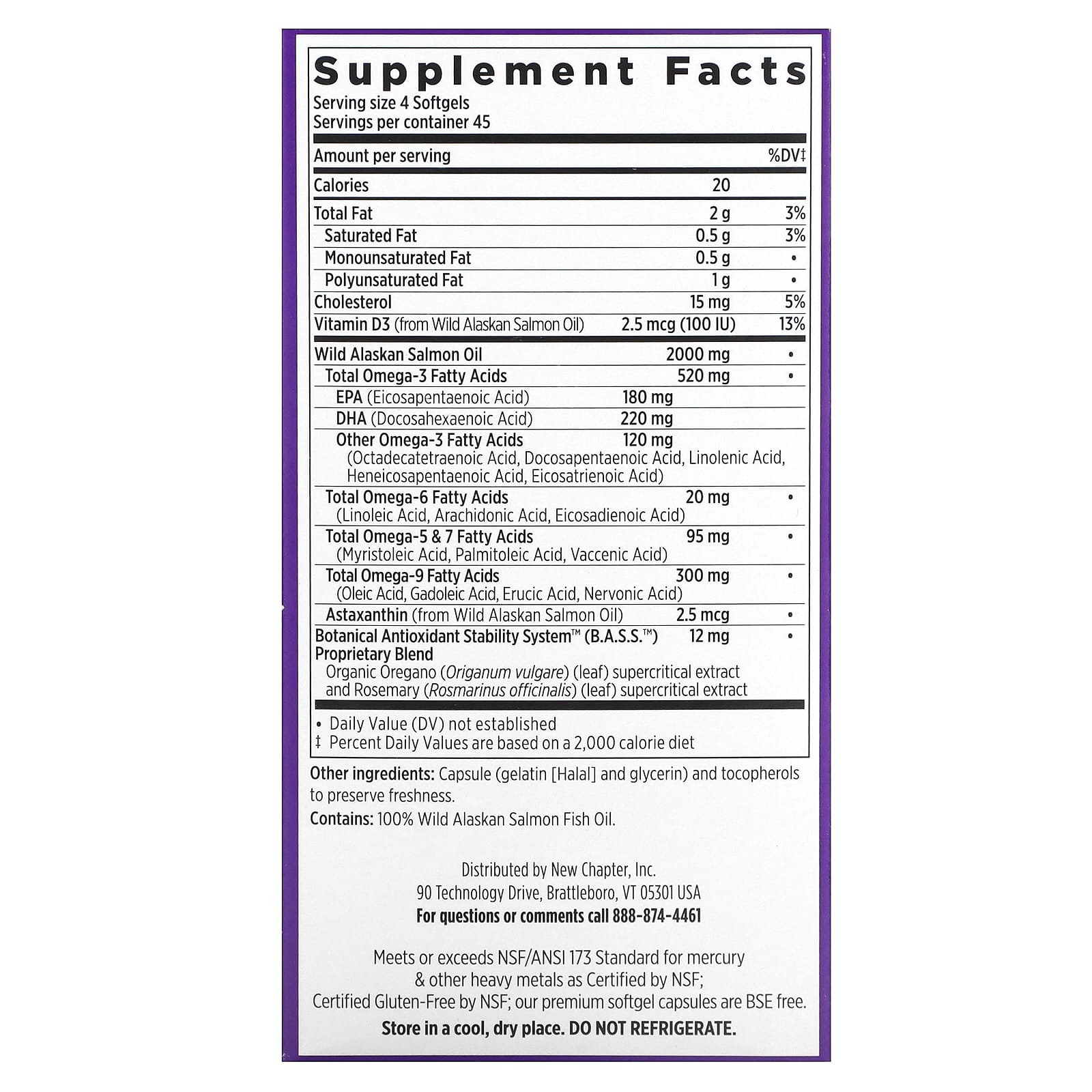New Chapter, Wholemega Fish Oil, Tiny Caps , 180 Softgels - Image 2
