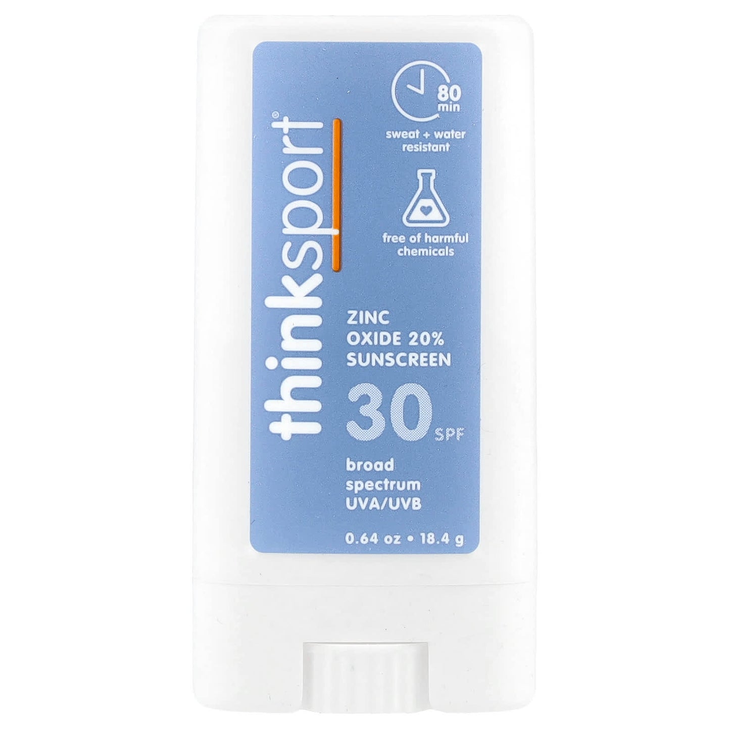 think, Sport®, Zinc Oxide 20% Sunscreen Stick, SPF 30, Fragrance Free, 0.64 oz (18.4 g) - Image 1