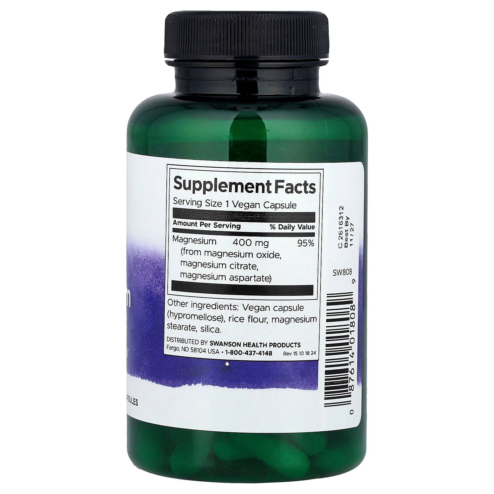 Swanson, Triple Magnesium Complex, 400 mg, 100 Vegan Capsules - Image 2