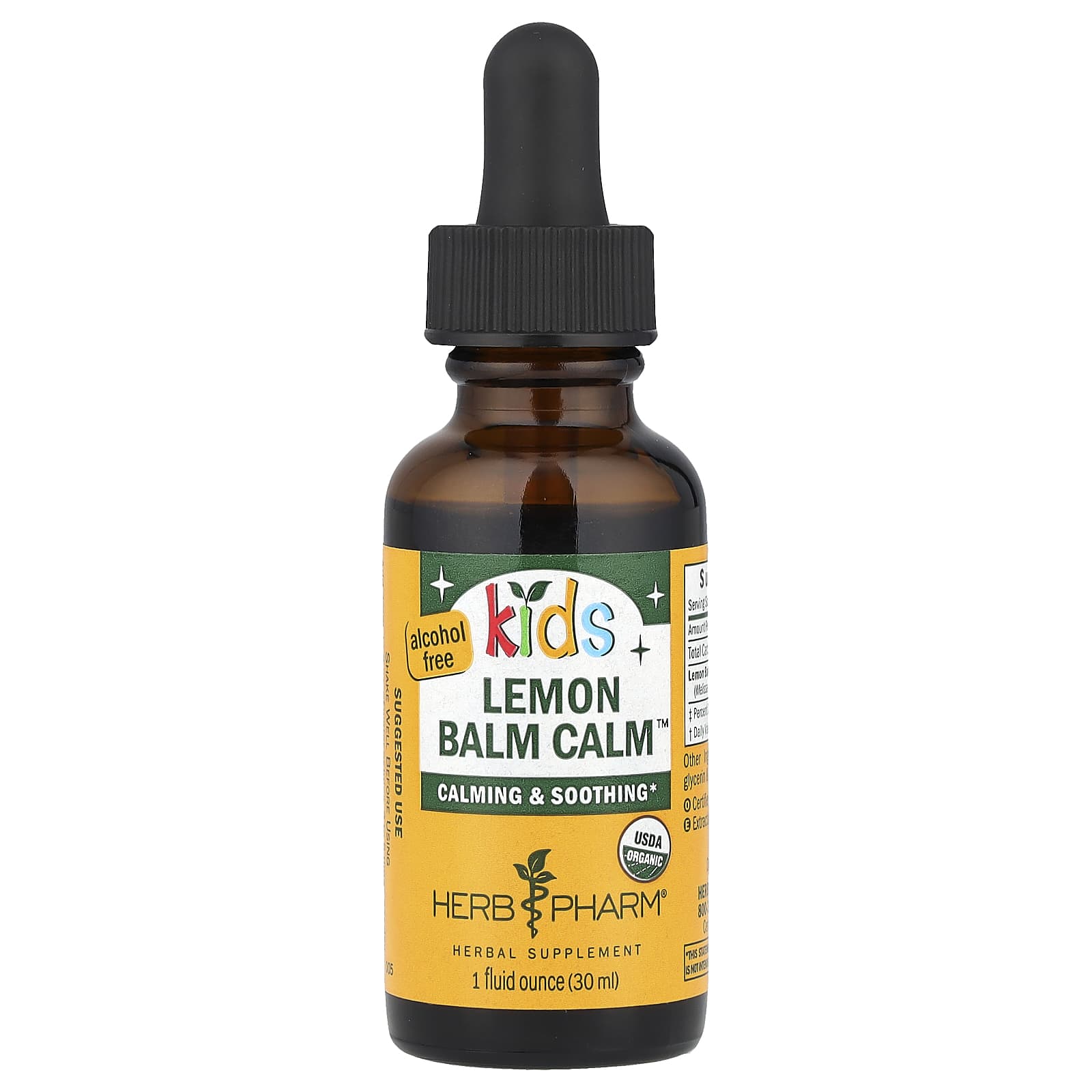 Alcohol-Free Kids Lemon Balm Calm by Herb Pharm - USDA Organic - Image 1
