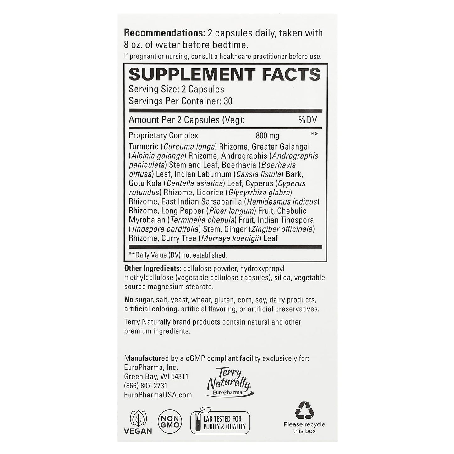 Terry Naturally, Ayurvedic Digestive Formula, 60 Capsules - Image 2
