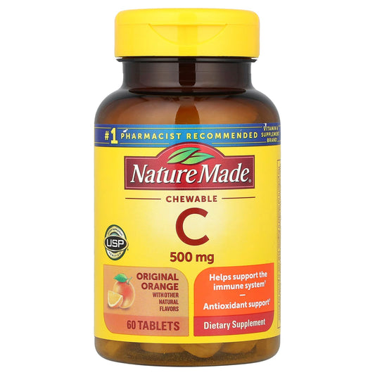 Nature Made, Vitamin C Chewable, Orange, 500 mg, 60 Tablets - Image 1
