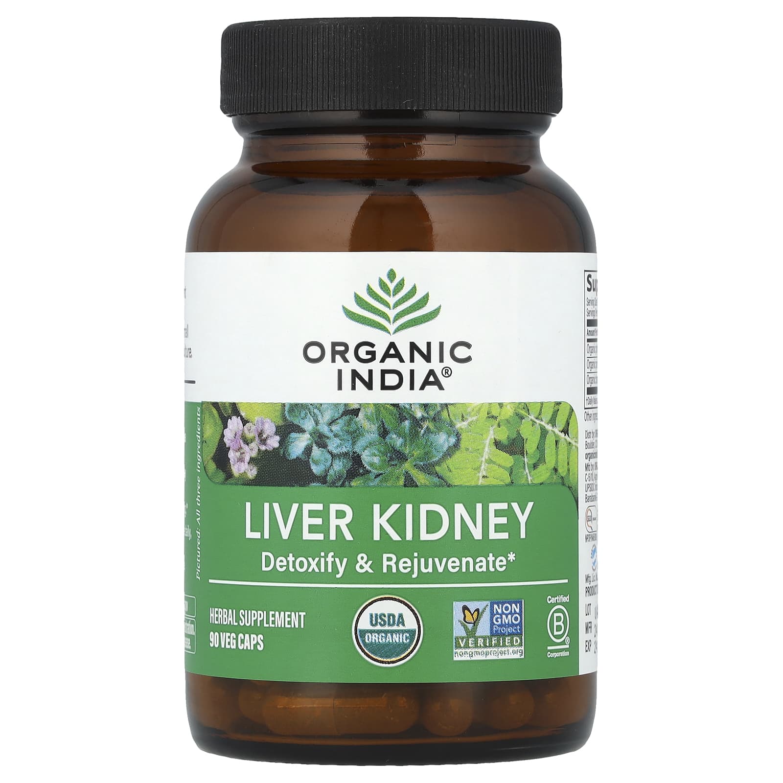 Organic India, Liver Kidney, 90 Veg Caps - Image 1
