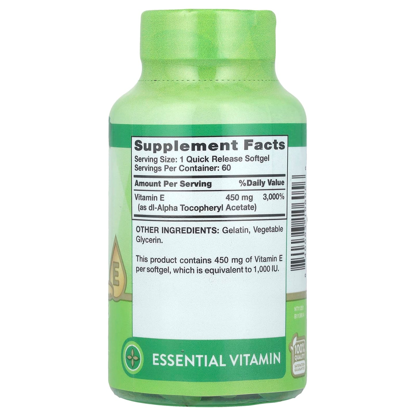 Nature's Truth, Vitamin E, High Potency, 450 mg (1,000 IU), 60 Quick Release Softgels - Image 2