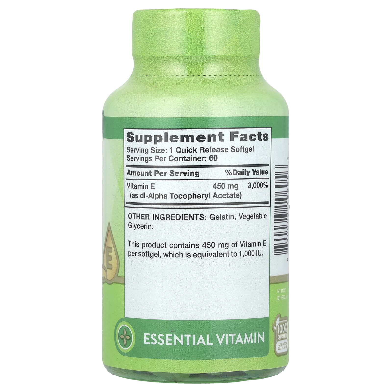 Nature's Truth, Vitamin E, High Potency, 450 mg (1,000 IU), 60 Quick Release Softgels - Image 2