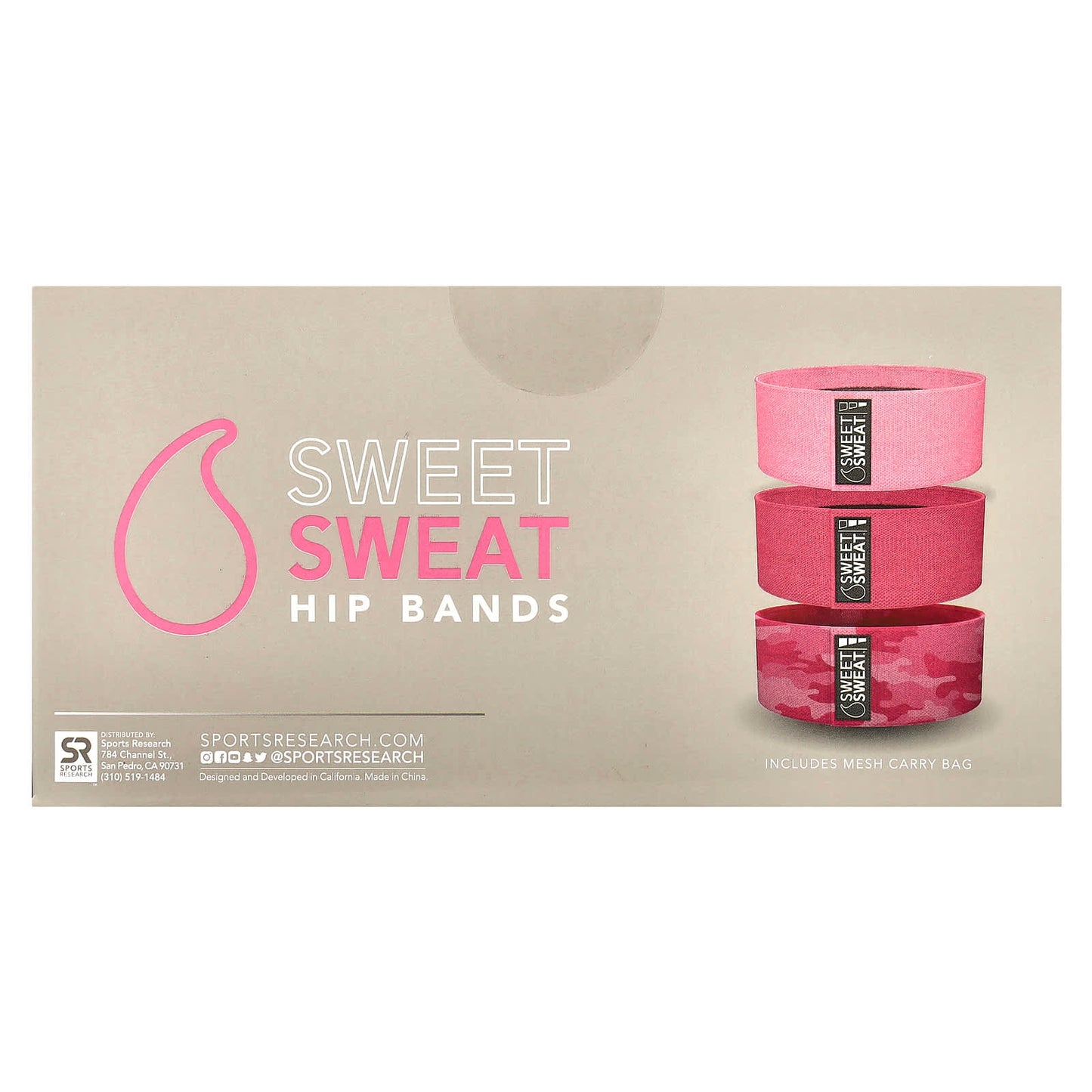 Sports Research, Sweet Sweat, Hip Bands, Pink, 3 Bands - Image 2