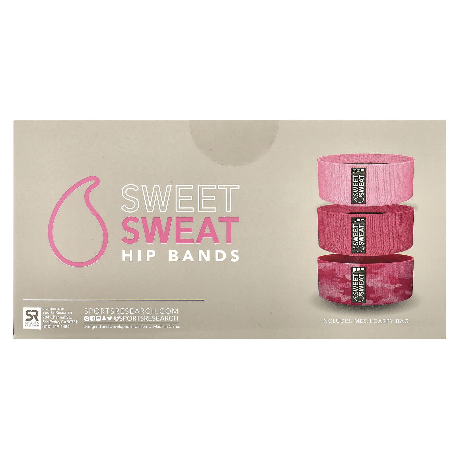 Sports Research, Sweet Sweat, Hip Bands, Pink, 3 Bands - Image 2