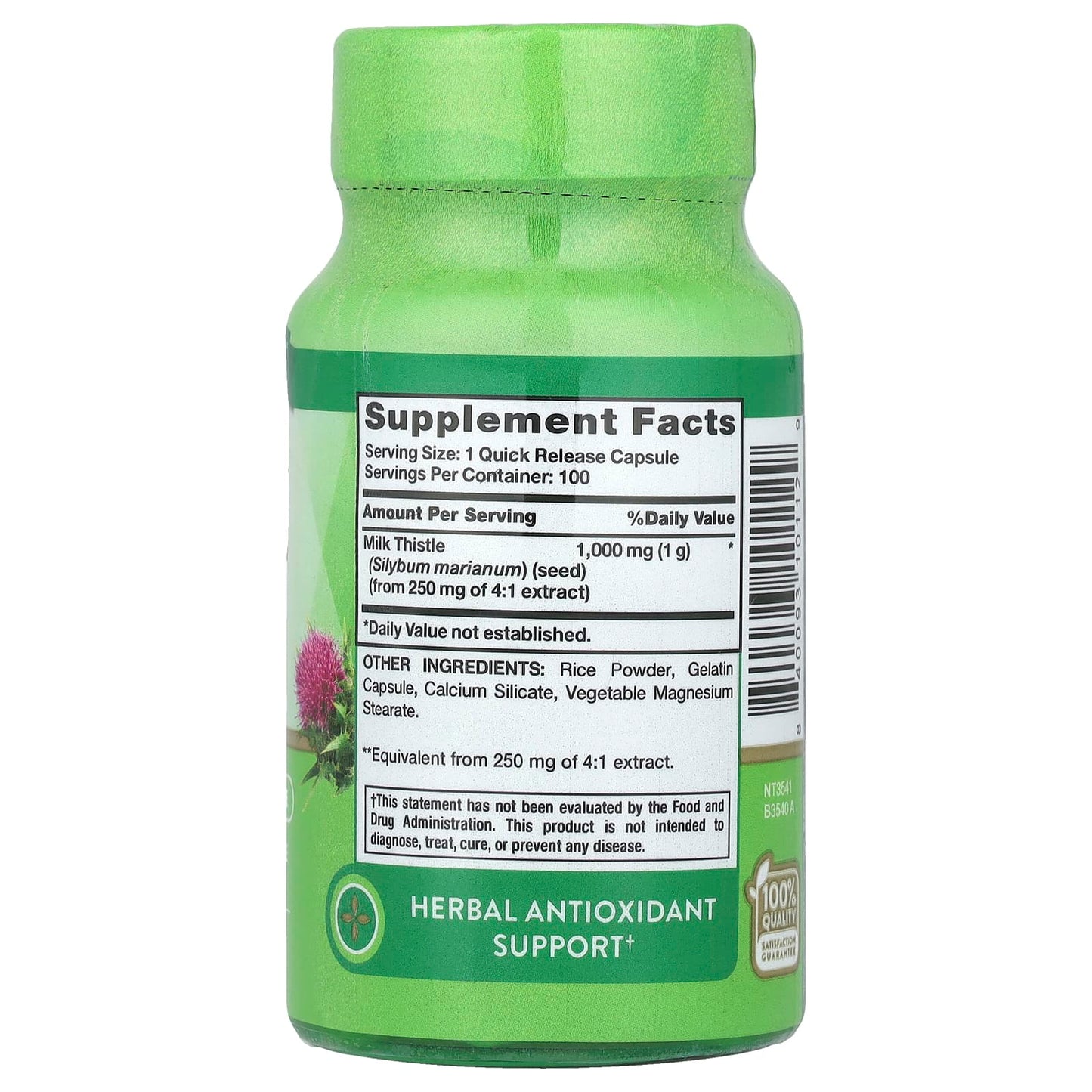 Nature's Truth, Milk Thistle Seed, 1,000 mg, 100 Quick Release Capsules - Image 2