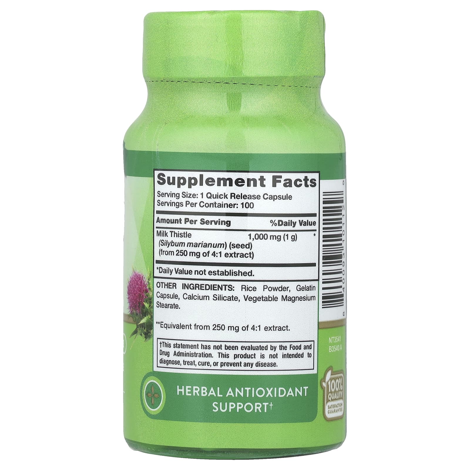 Nature's Truth, Milk Thistle Seed, 1,000 mg, 100 Quick Release Capsules - Image 2