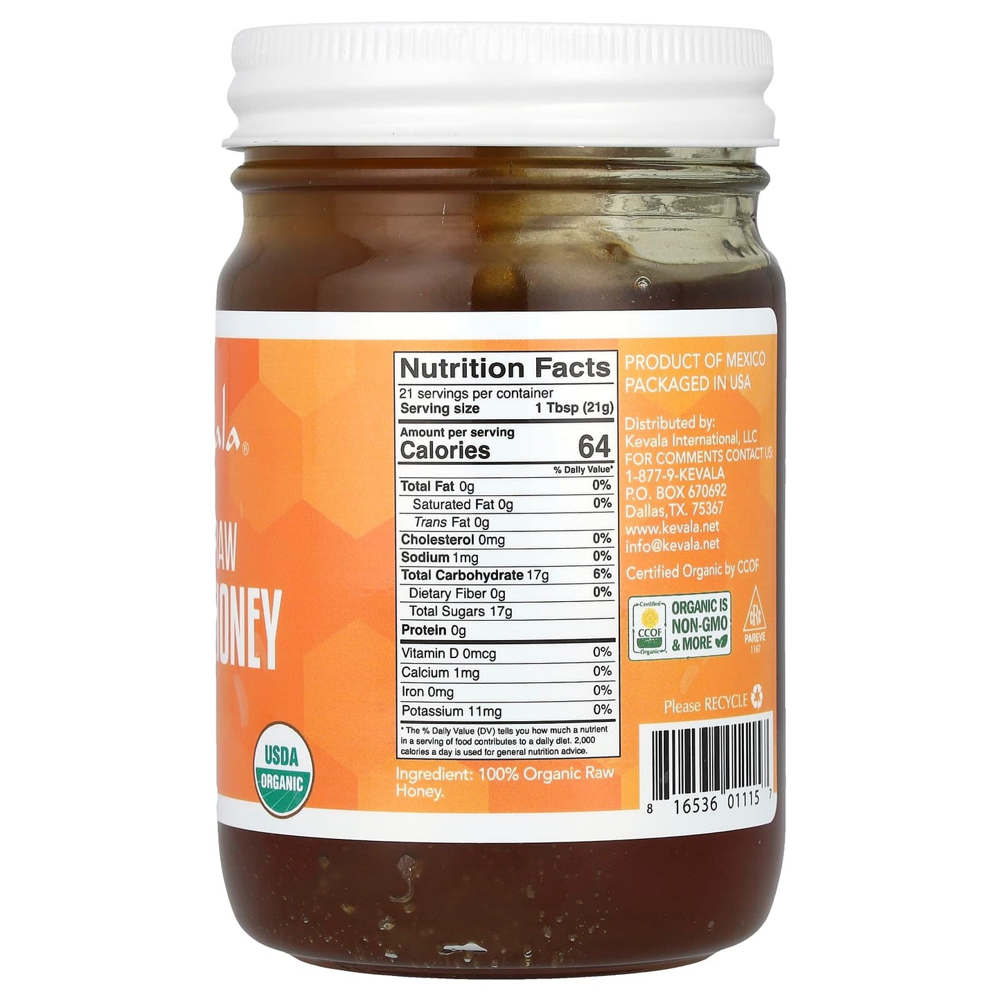 Kevala, Organic Raw Oaxaca Honey, 16 oz (454 g) - Image 2