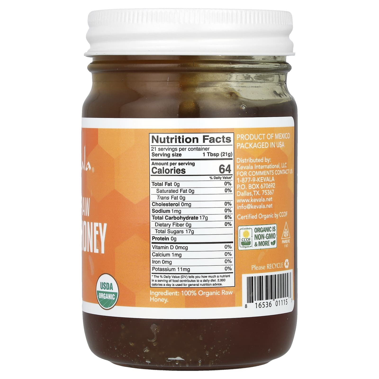 Kevala, Organic Raw Oaxaca Honey, 16 oz (454 g) - Image 2