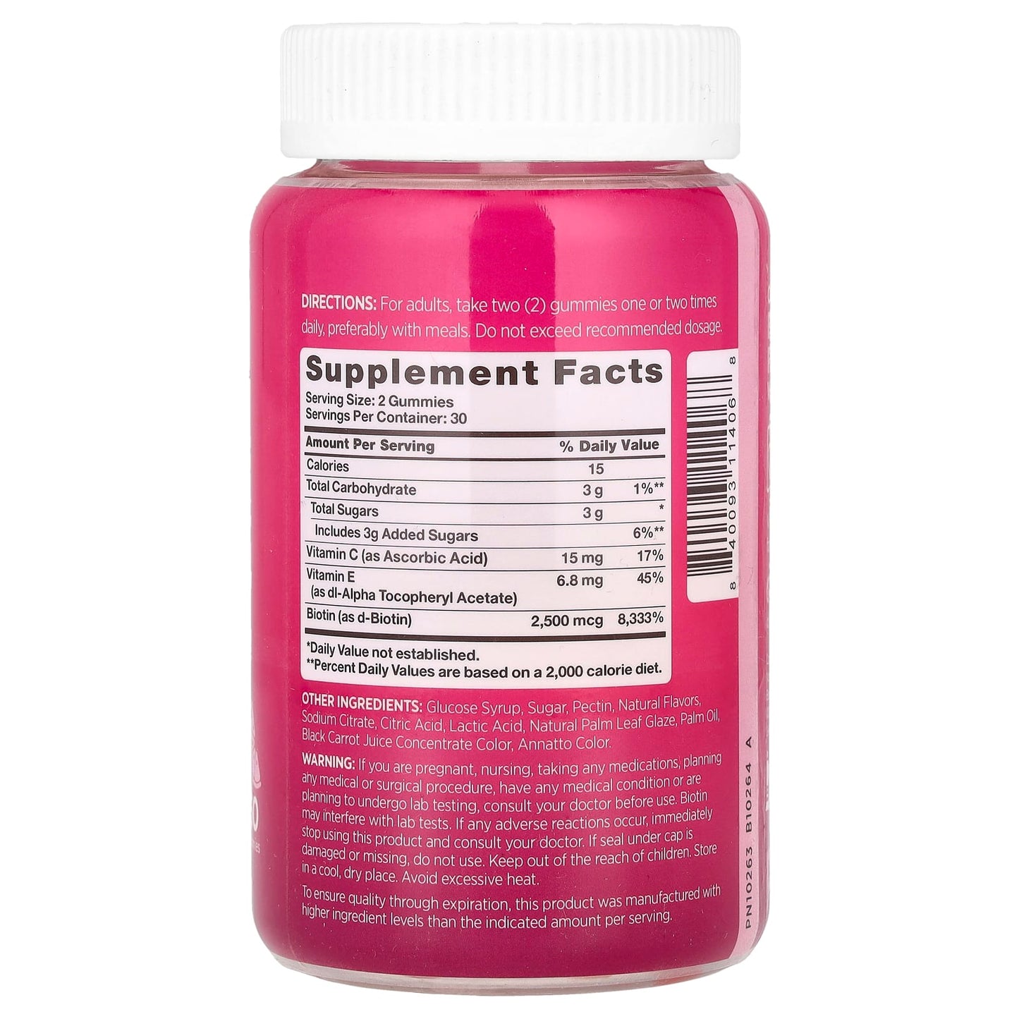 Pink, Biotin Beauty Gummies, Natural Fruit, 60 Gummies - Image 2