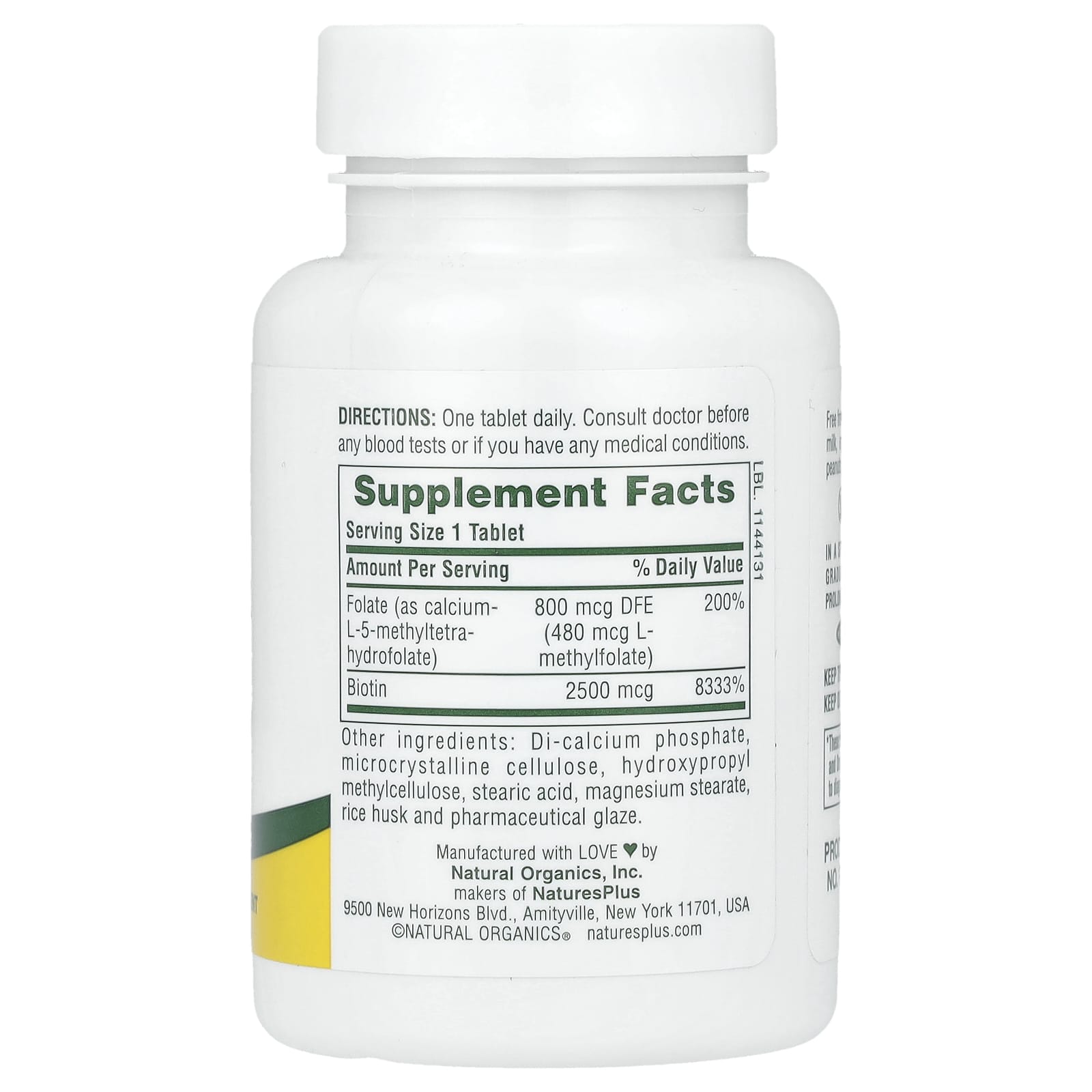 NaturesPlus, Sustained Release Biotin & Folate, 30 Tablets - Image 2