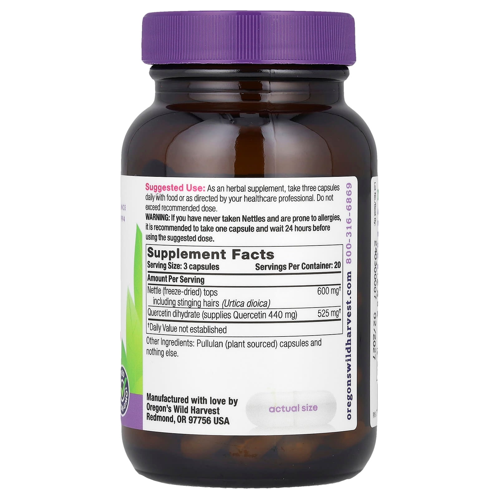 Oregon's Wild Harvest, Nettle Quercetin, 60 Vegan Capsules - Image 2