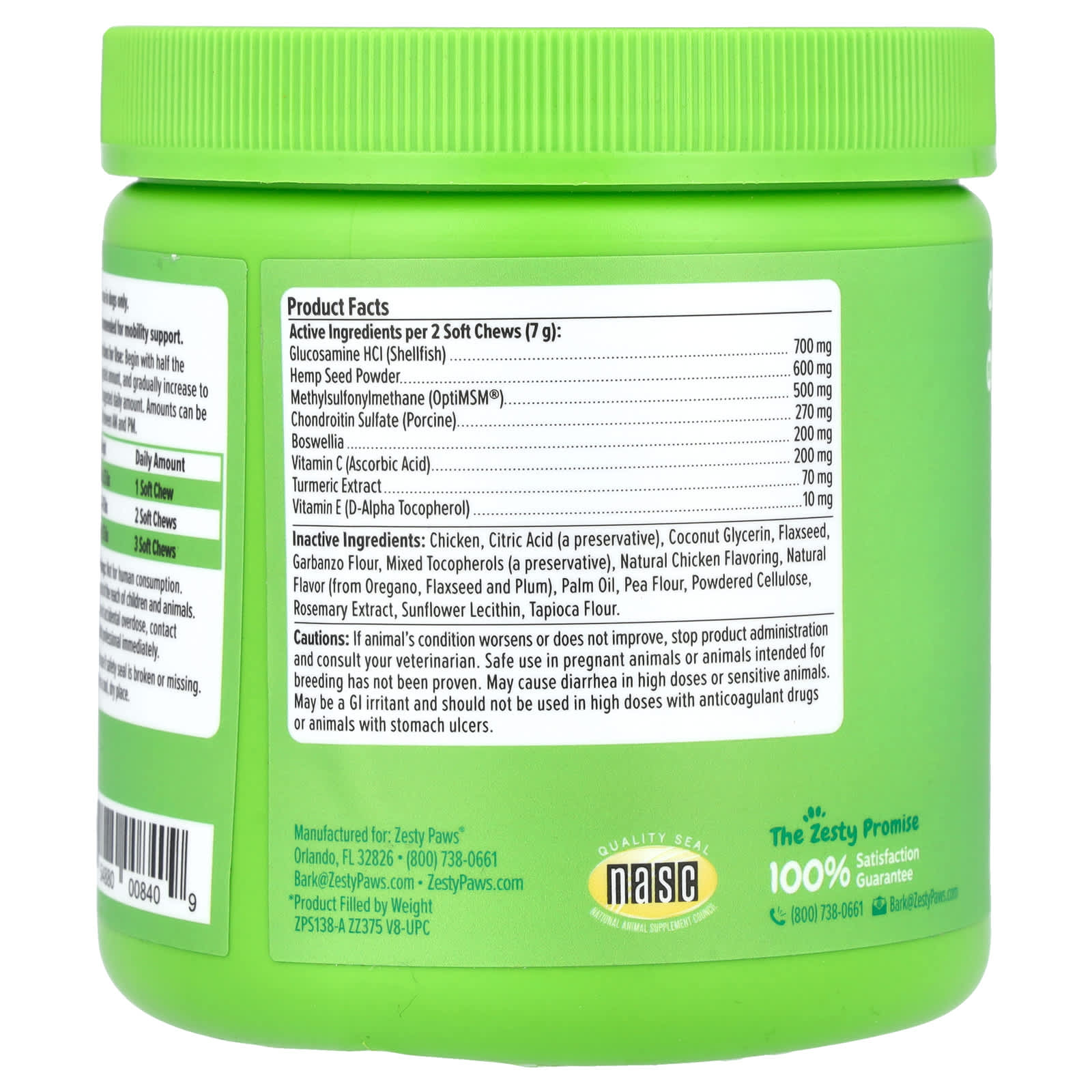 Zesty Paws, Hemp Elements, Hip & Joint Bites, For Dogs, All Ages, Chicken, 90 Soft Chews, 11.1 oz (315 g) - Image 2