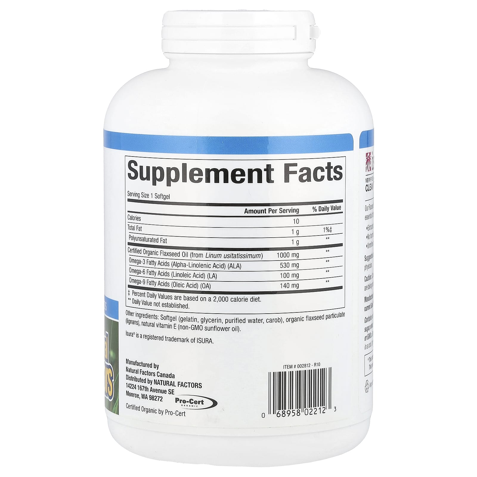 Natural Factors, OmegaFactors®, Flaxseed Oil, 1,000 mg, 360 Softgels - Image 2