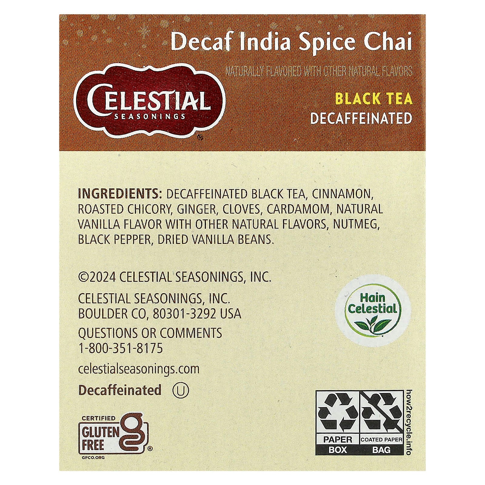 Decaf India Spice Chai Tea by Celestial Seasonings - 20 Tea Bags - Image 2