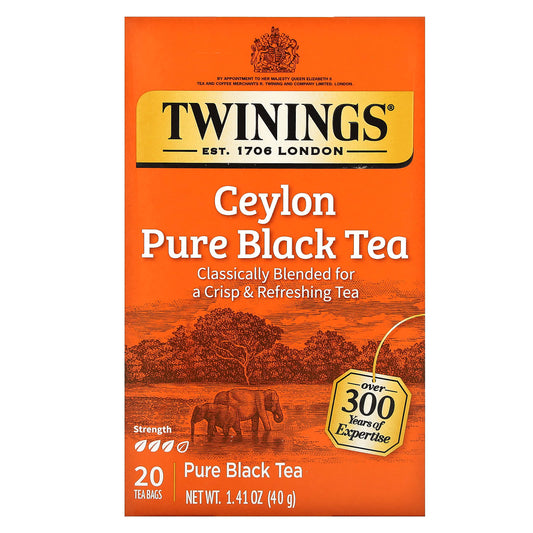 Twinings, Ceylon Pure Black Tea, 20 Tea Bags, 1.41 oz (40 g) - Image 1