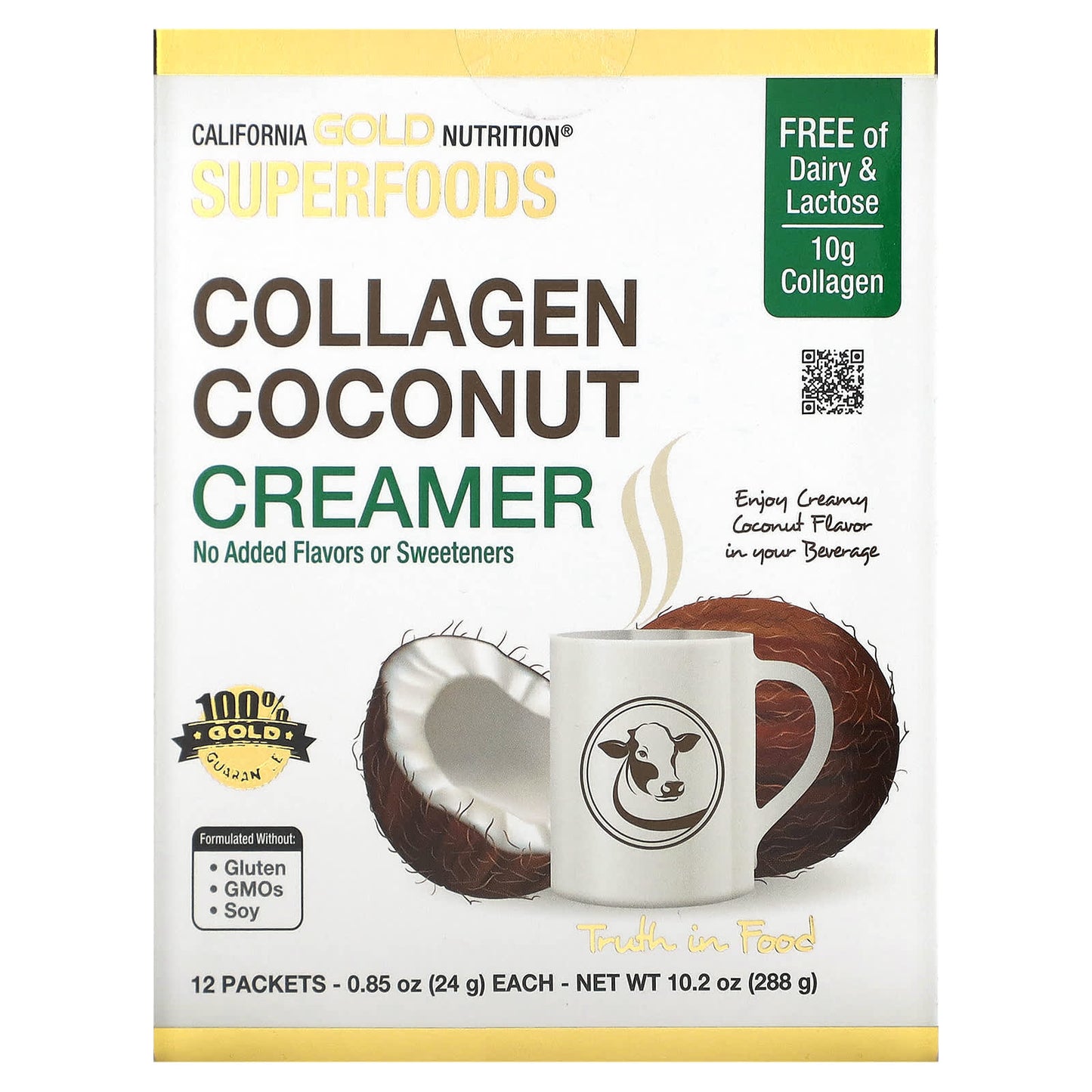 California Gold Nutrition Collagen Coconut Creamer - 12 Packets - Image 1