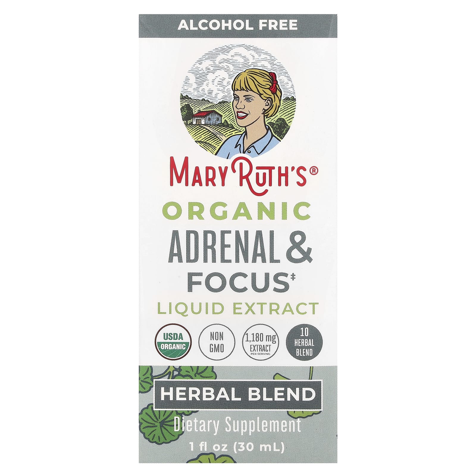 MaryRuth's, Organic, Adrenal & Focus Liquid Extract, Alcohol Free , 1 fl oz (30 ml) - Image 1