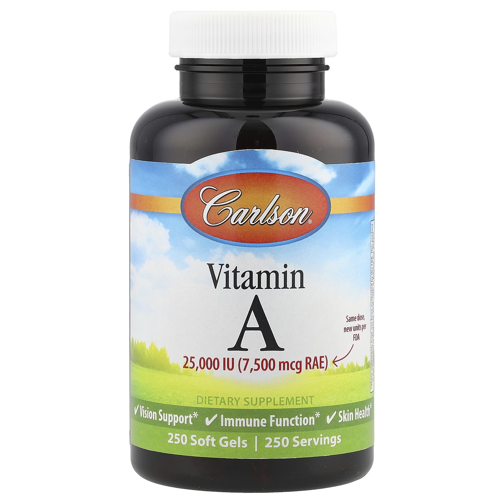 Carlson Vitamin A 250 Soft Gels for Healthy Vision & Immune Function - Image 1