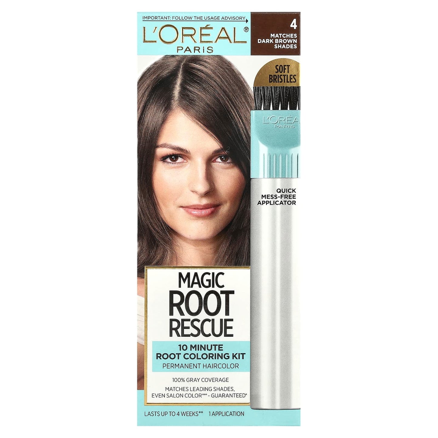 L'Oréal, Magic Root Rescue, 10 Minute Root Coloring Kit, 4 Dark Brown, 1 Application - Image 1