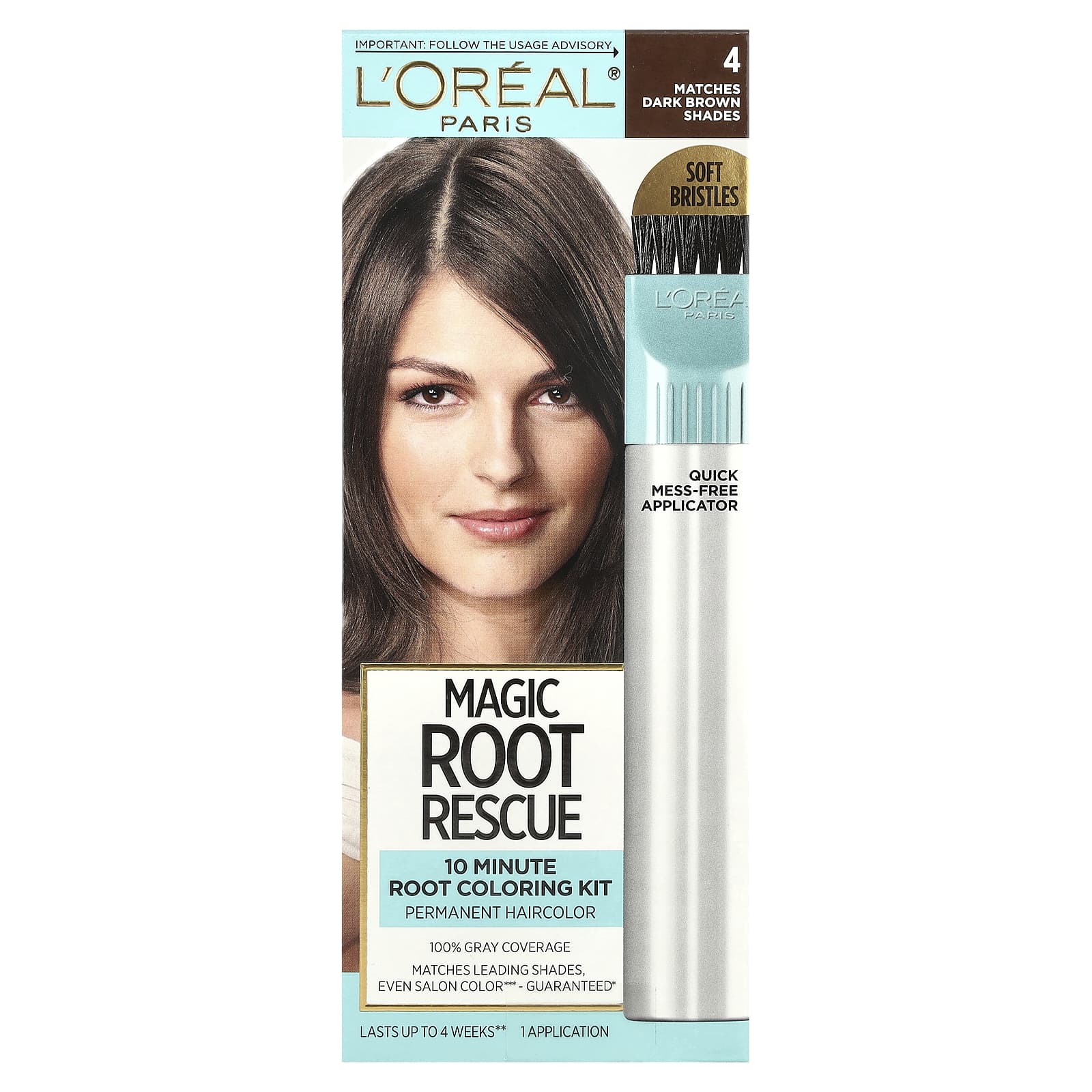 L'Oréal, Magic Root Rescue, 10 Minute Root Coloring Kit, 4 Dark Brown, 1 Application - Image 1