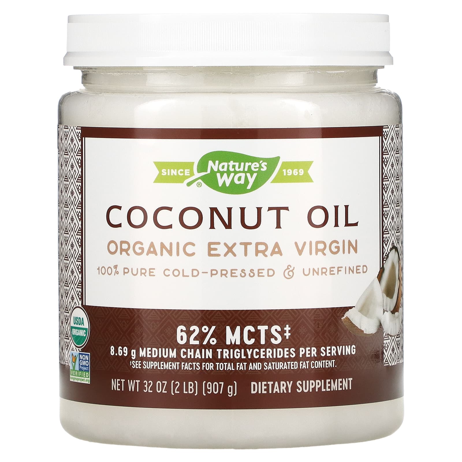 Nature's Way, Organic Coconut Oil, Extra Virgin, 32 oz (907 g) - Image 1