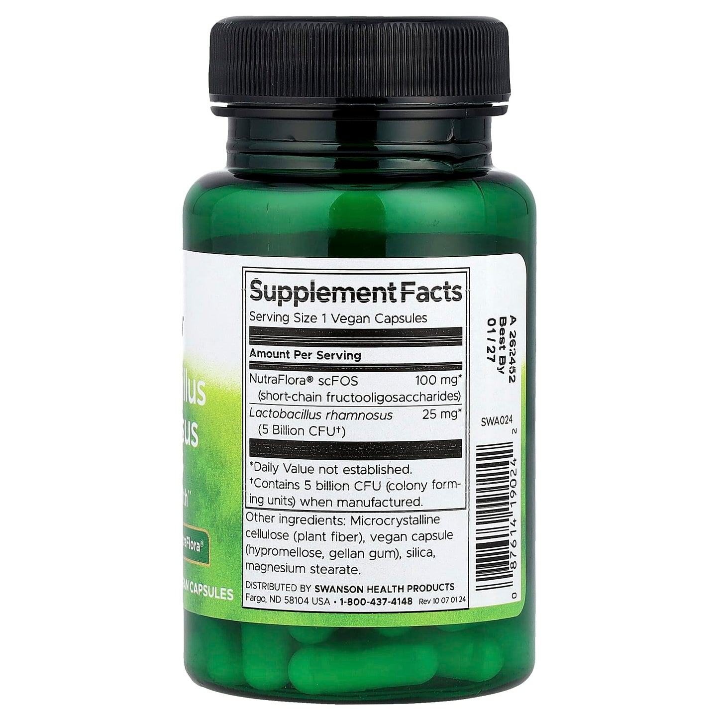 Swanson, Lactobacillus Rhamnosus With FOS, 60 Vegan Capsules - Image 2