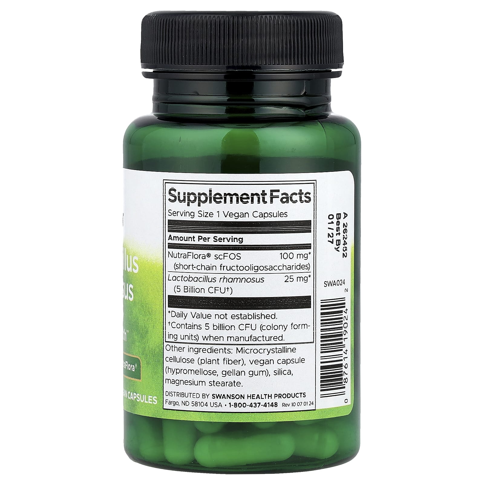 Swanson, Lactobacillus Rhamnosus With FOS, 60 Vegan Capsules - Image 2