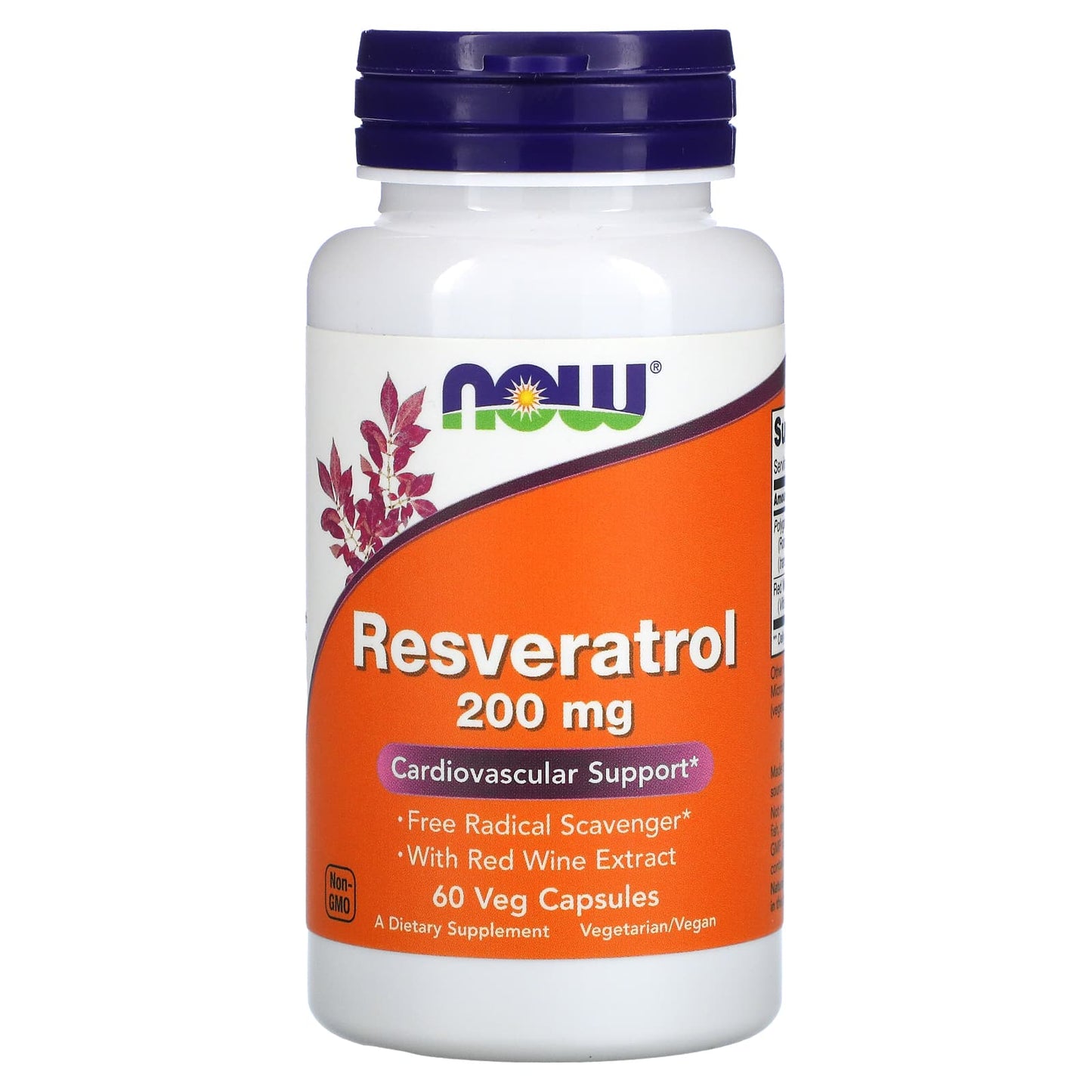 NOW Foods, Resveratrol, 200 mg, 60 Veg Capsules - Image 1