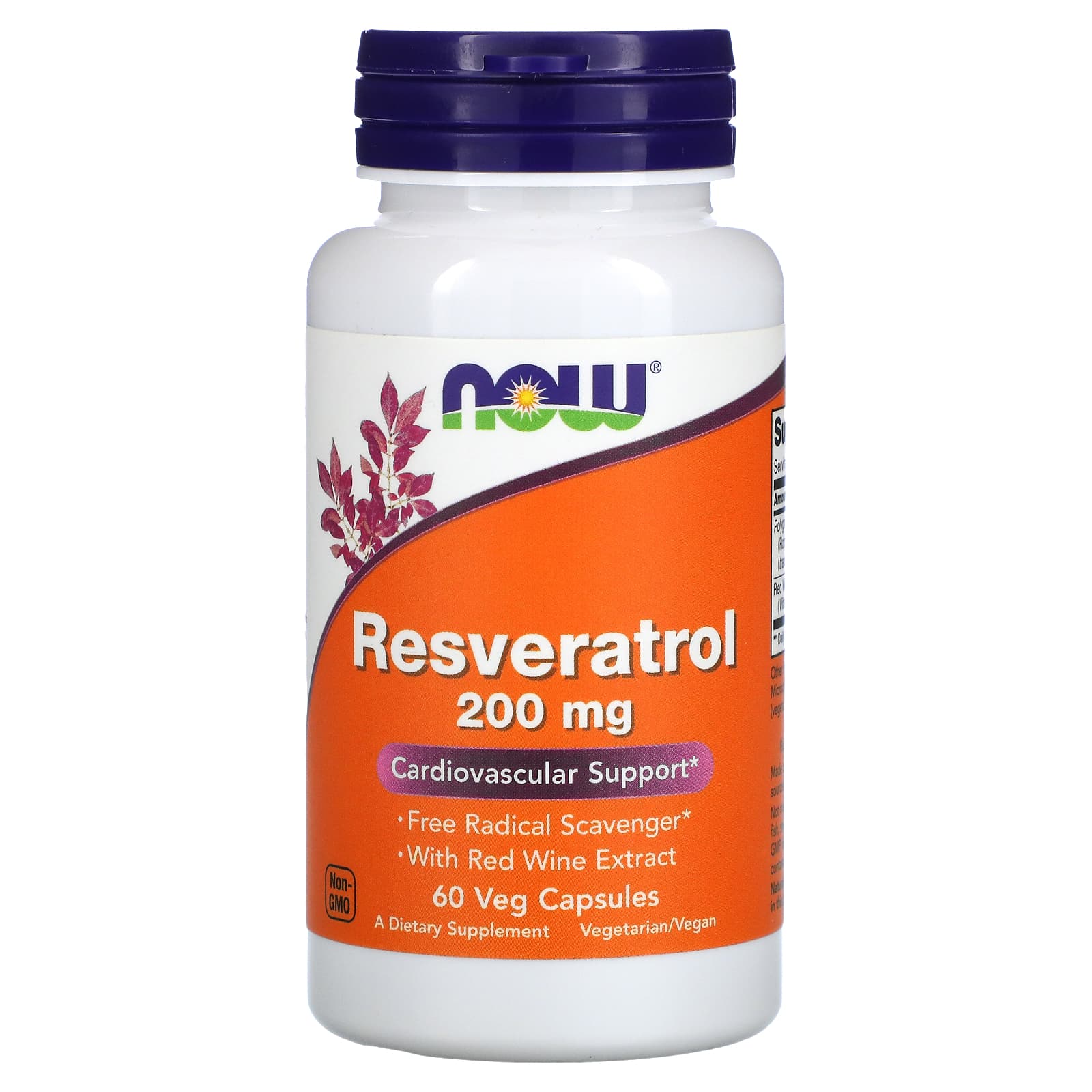 NOW Foods, Resveratrol, 200 mg, 60 Veg Capsules - Image 1