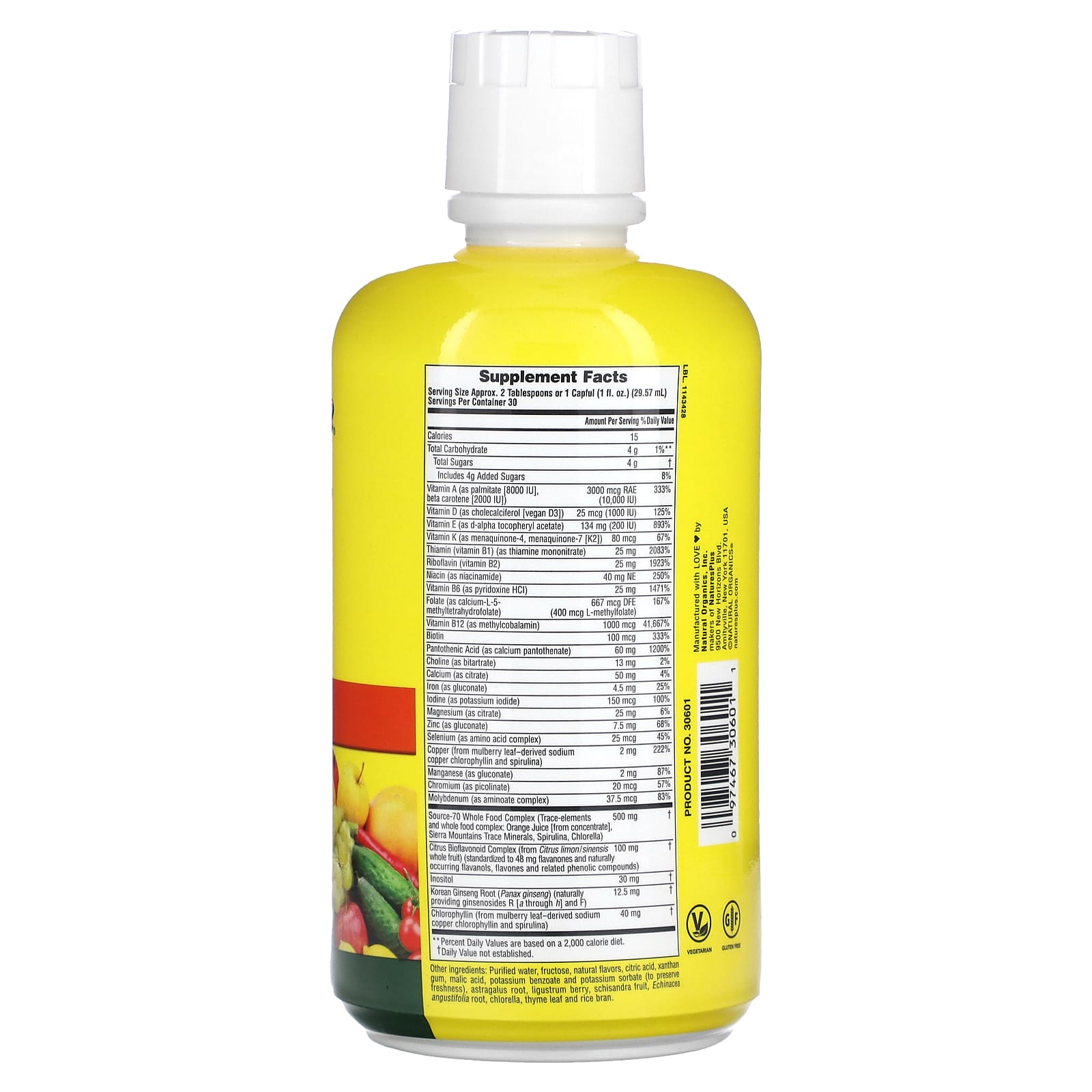 NaturesPlus, Source of Life, Liquid Multivitamin & Mineral Supplement, Tropical Fruit, 30 fl oz (887.10 ml) - Image 2