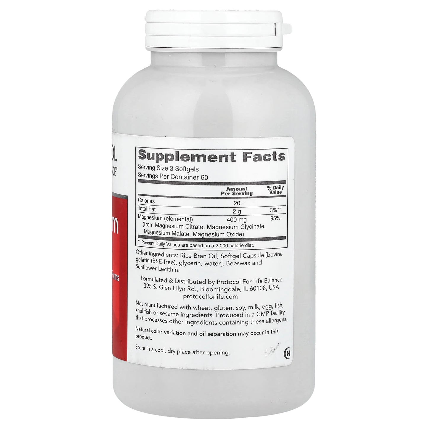 Protocol for Life Balance, Magnesium Citrate, 180 Softgels (133 mg per Softgel) - Image 2